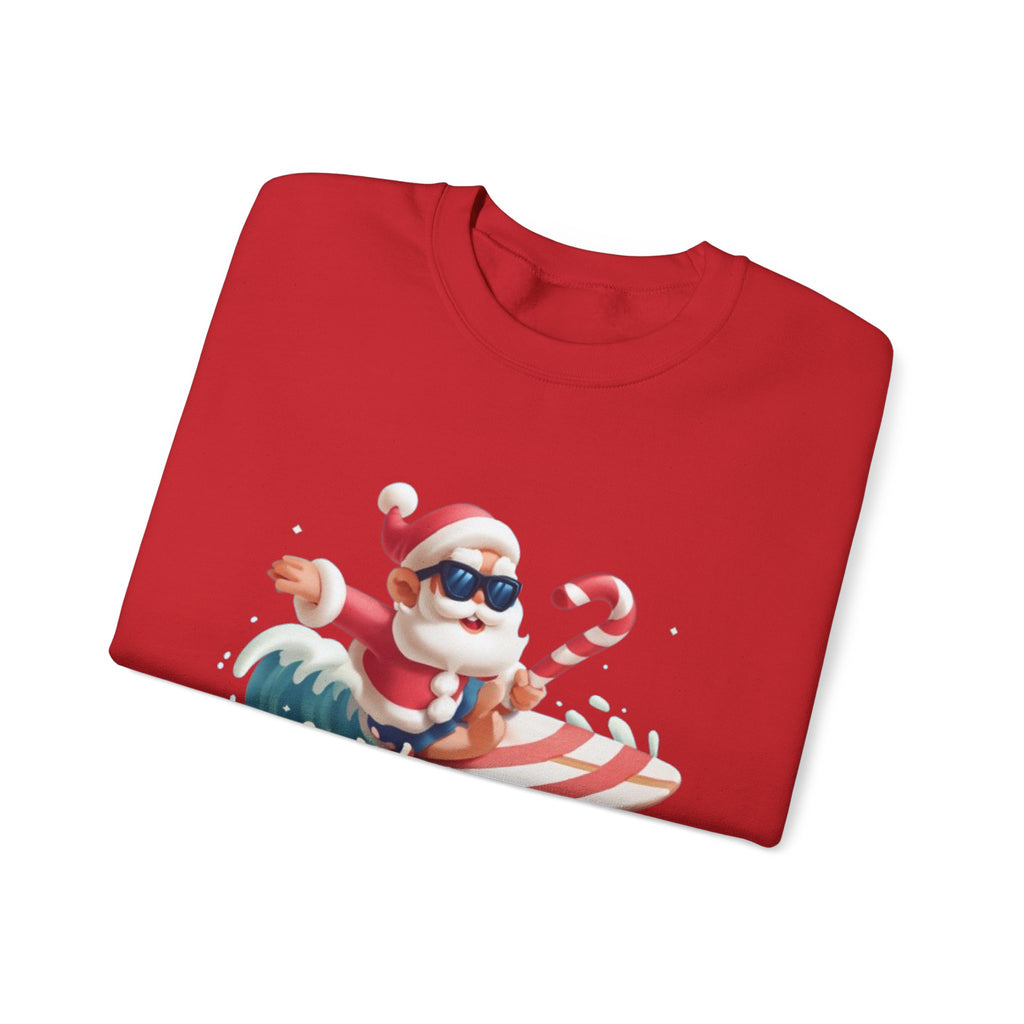 Holiday Holiday Crewneck Sweatshirt — Surfing Santa Christmas Sweatshirt