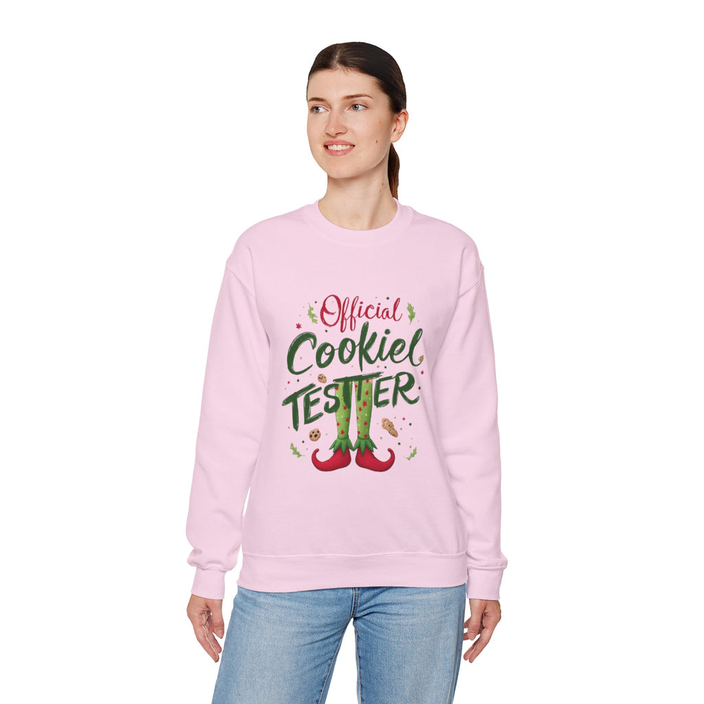 Crewneck Sweatshirt - "Official Cookie Tester" Elf Legs Christmas Holiday Sweater