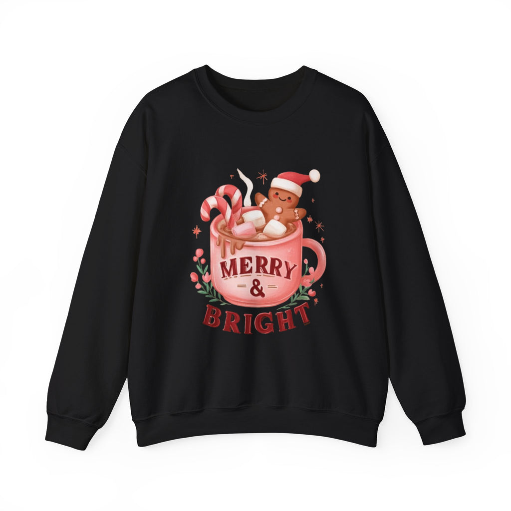 Merry & Bright Sweatshirt — Cute Holiday Cocoa Bear Crewneck