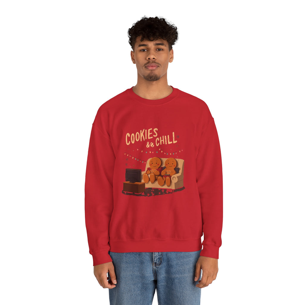 Cookies & Chill Sweatshirt — Cute Gingerbread Movie Night Crewneck