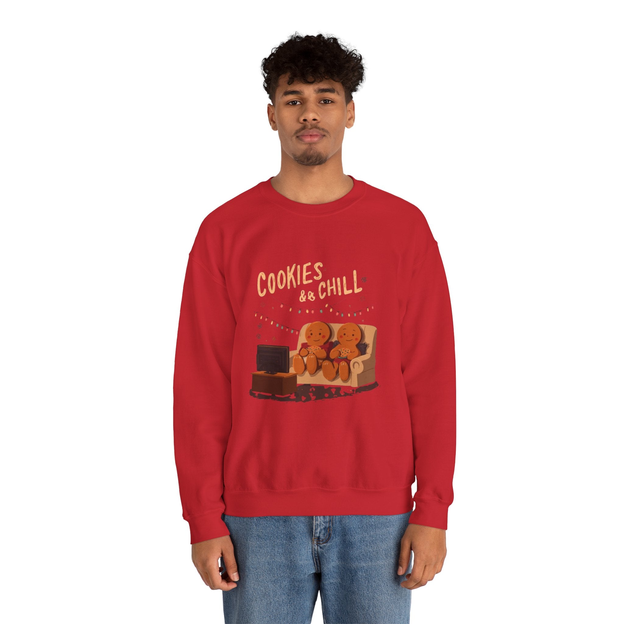 Cookies & Chill Sweatshirt — Cute Gingerbread Movie Night Crewneck
