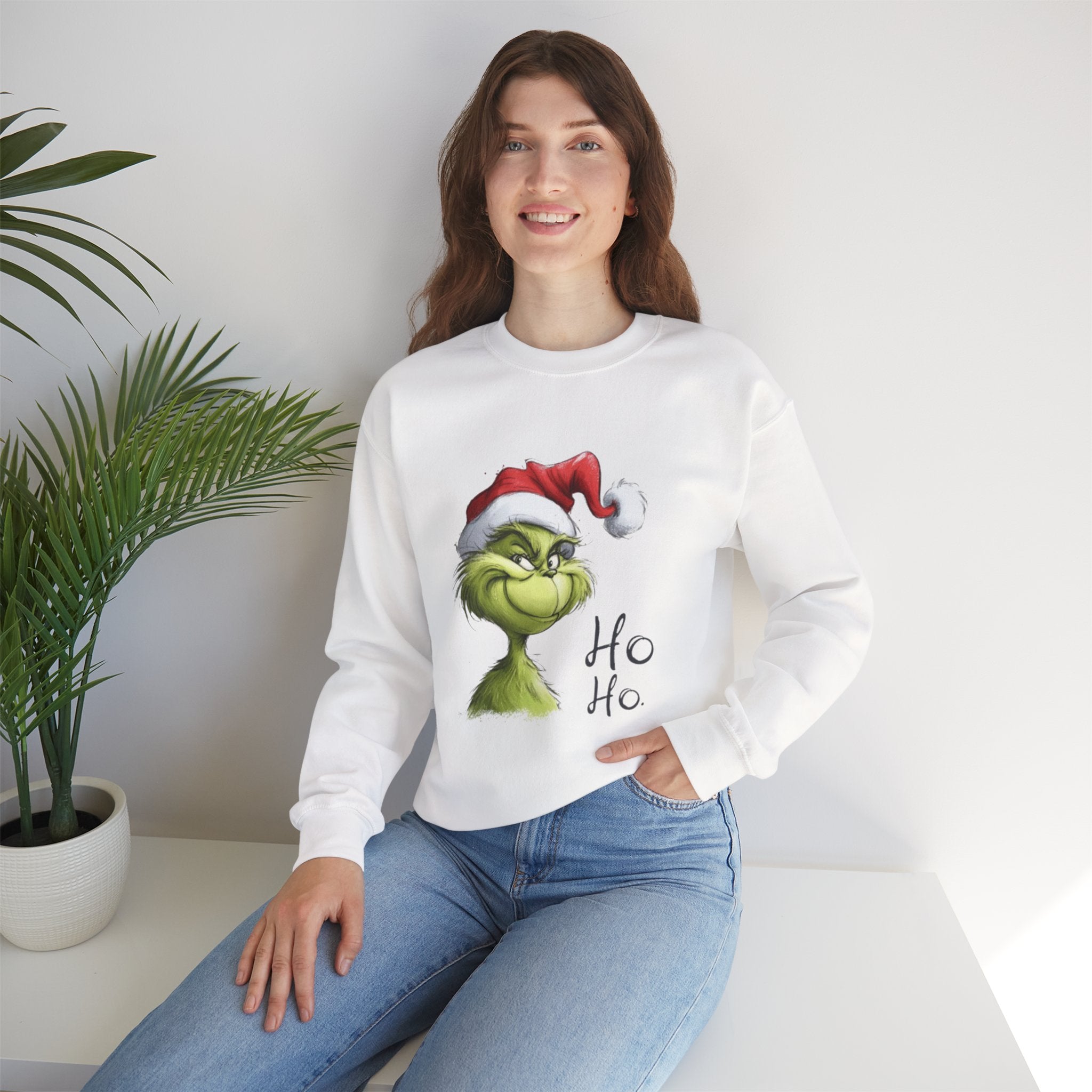 Grinch Santa Crewneck Sweatshirt — 'Ho Ho' Holiday Sweater