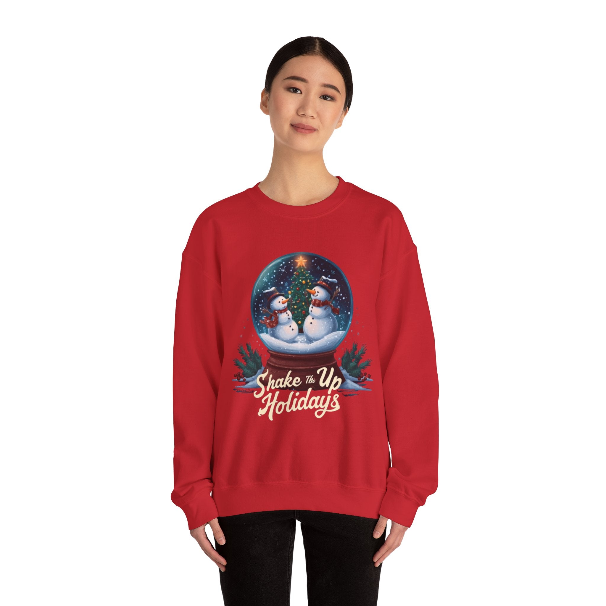 Snow Globe Snowmen Crewneck Sweatshirt — "Shake Me Up Mommy" Holiday Sweatshirt