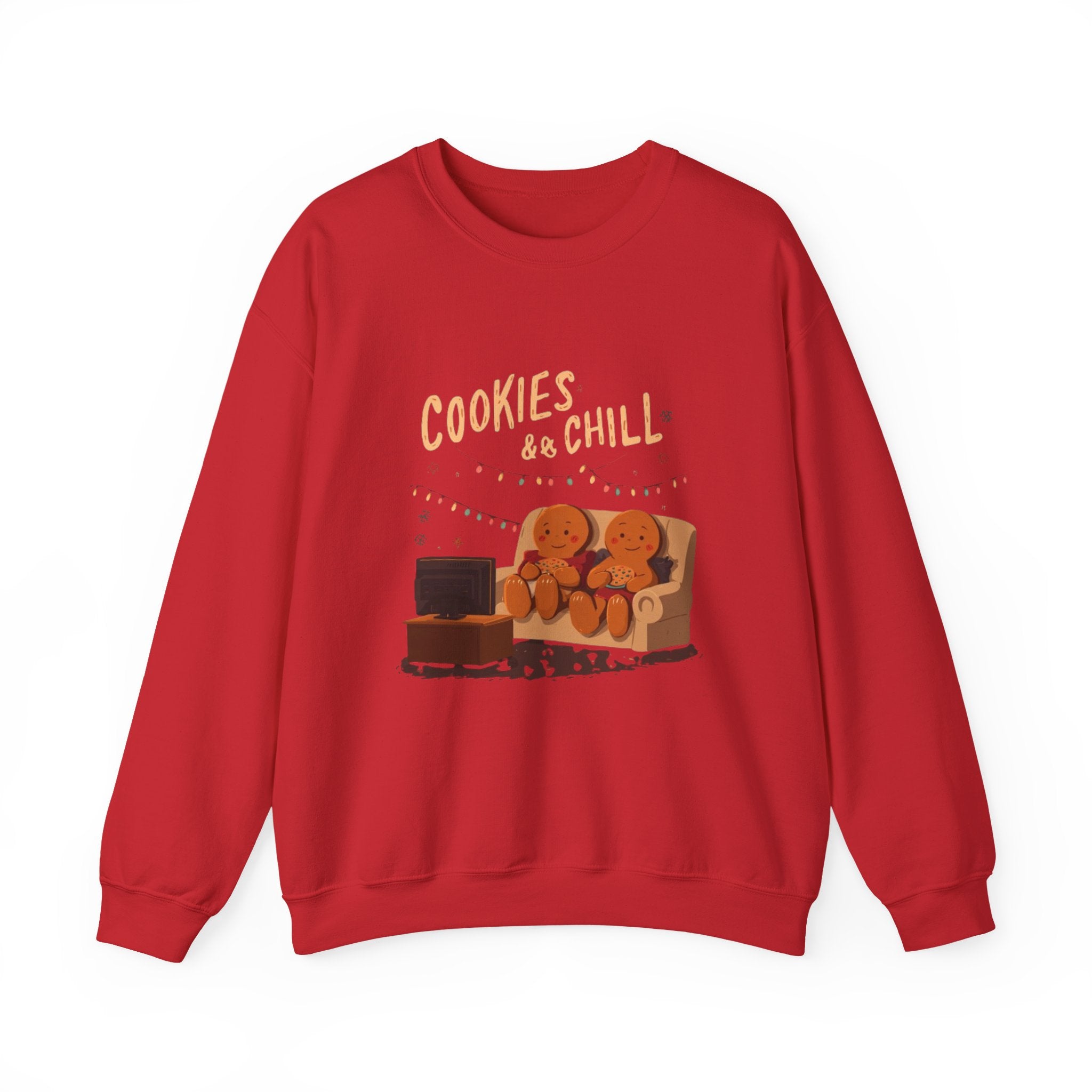 Cookies & Chill Sweatshirt — Cute Gingerbread Movie Night Crewneck