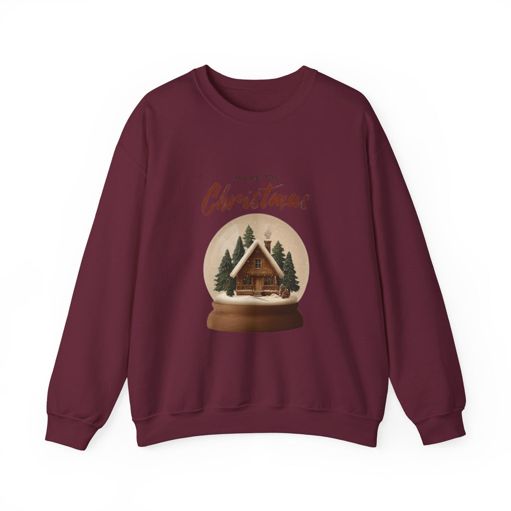 Christmas Snow Globe Crewneck Sweatshirt — "Home for Christmas" Cabin Design