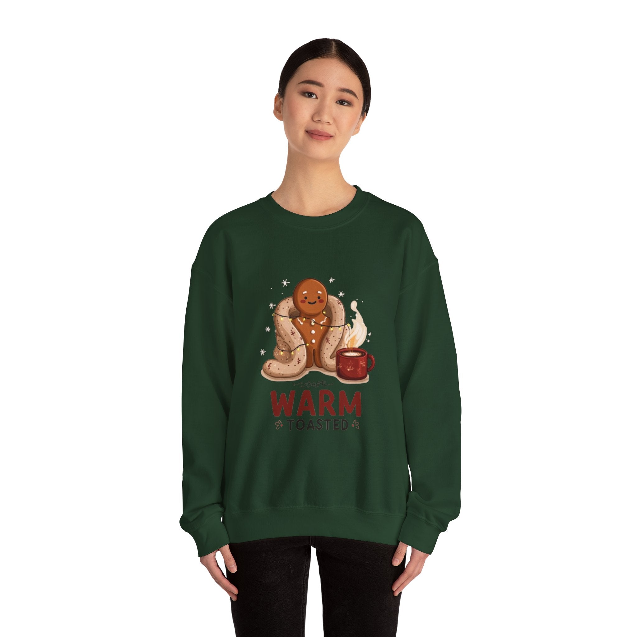 Warm & Toasted Crewneck Sweatshirt — Cozy Gingerbread, Hot Cocoa Holiday Sweater
