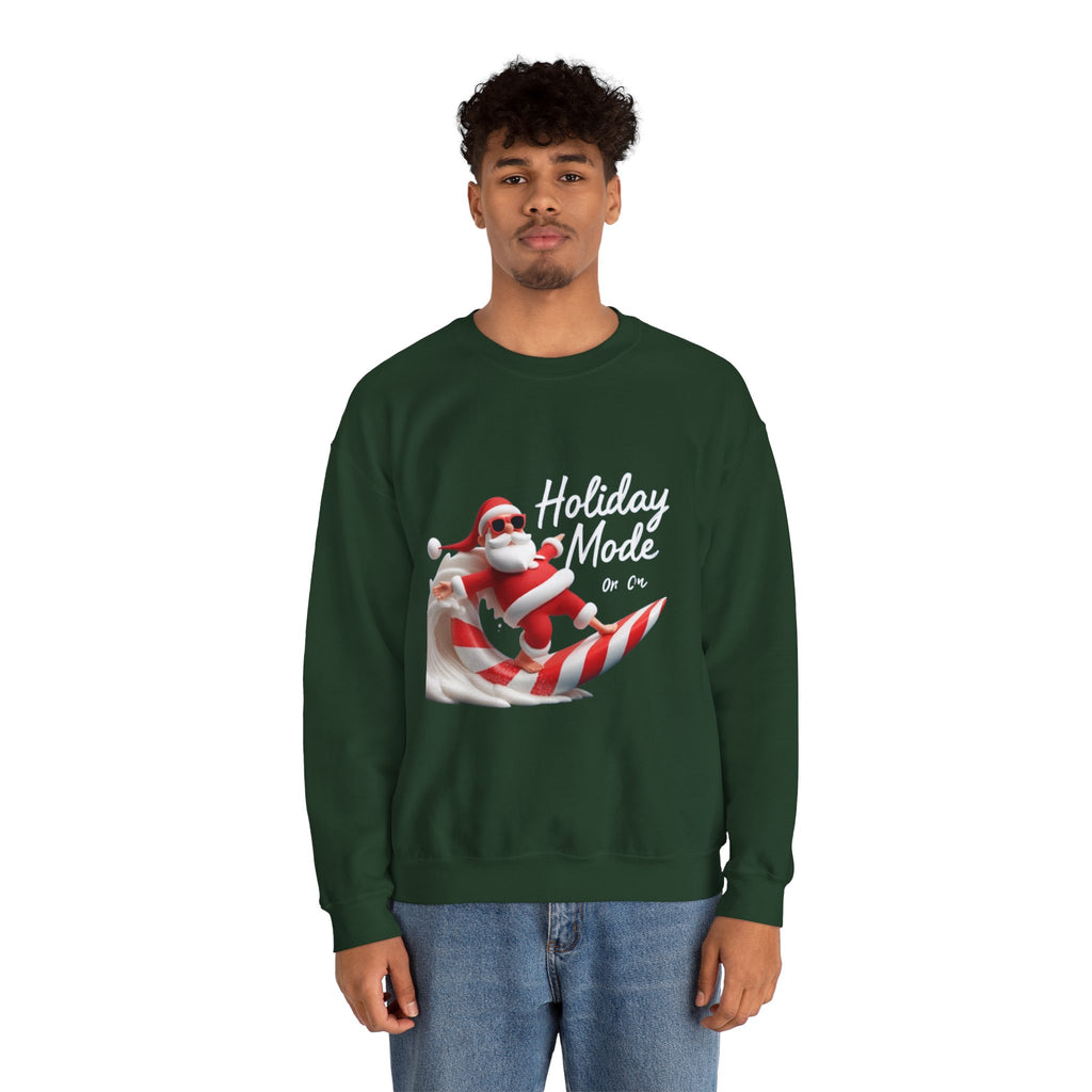 Santa Surfing Candy Cane Crewneck Sweatshirt