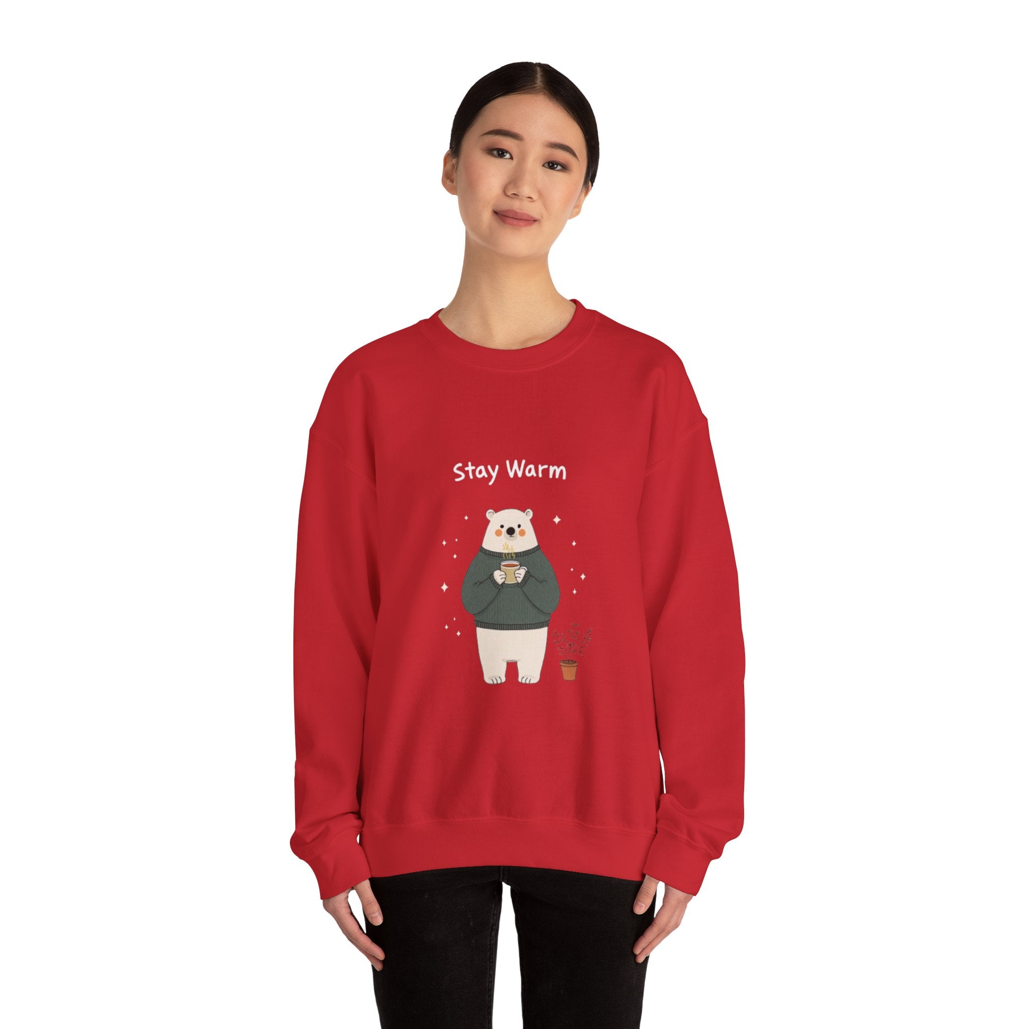 Bear with Coffee Crewneck Sweatshirt — Cozy Cute Graphic Pullover