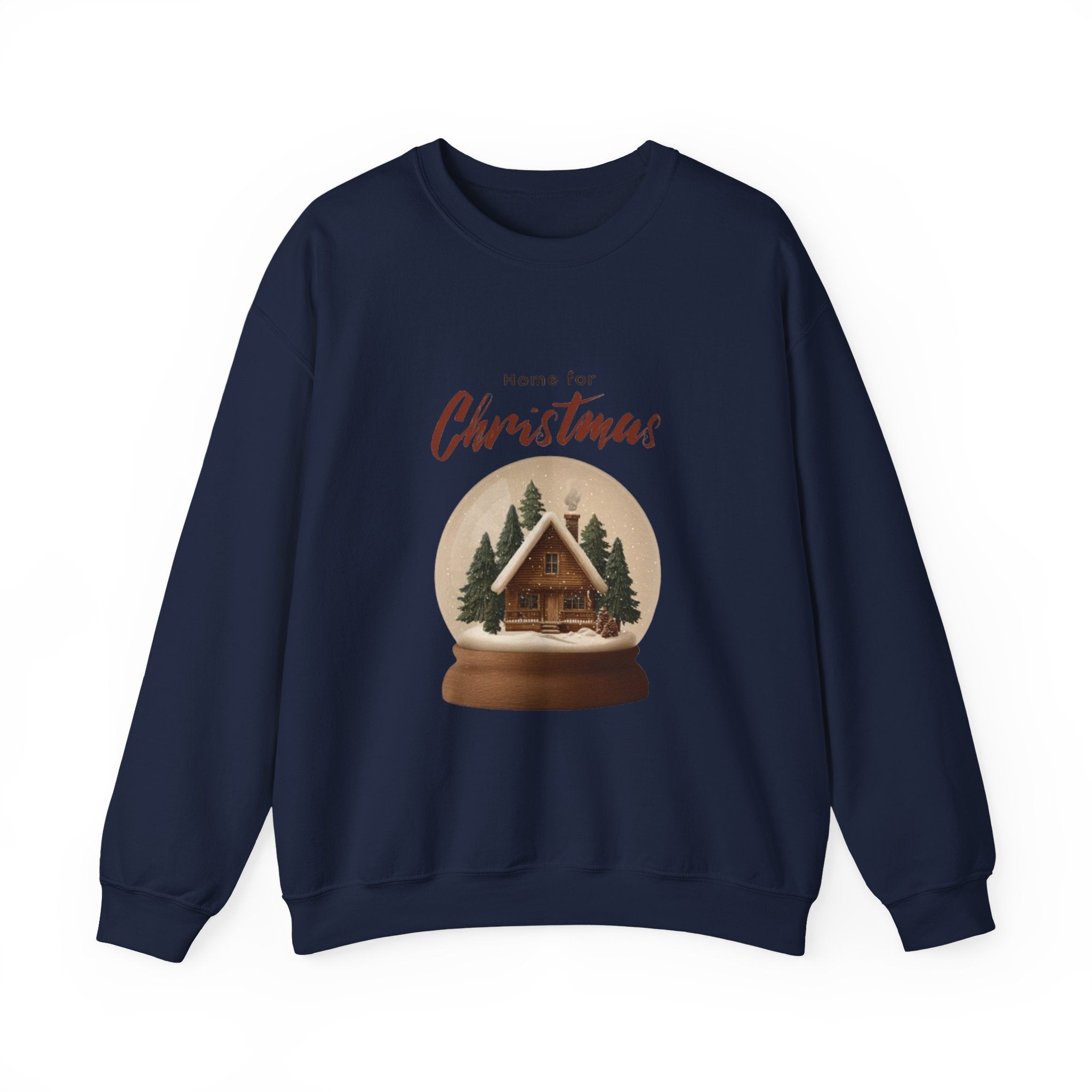 Christmas Snow Globe Crewneck Sweatshirt — "Home for Christmas" Cabin Design