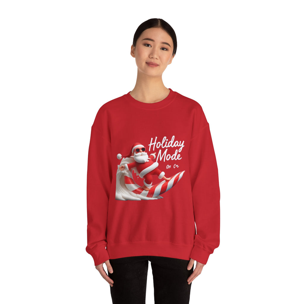 Santa Surfing Candy Cane Crewneck Sweatshirt