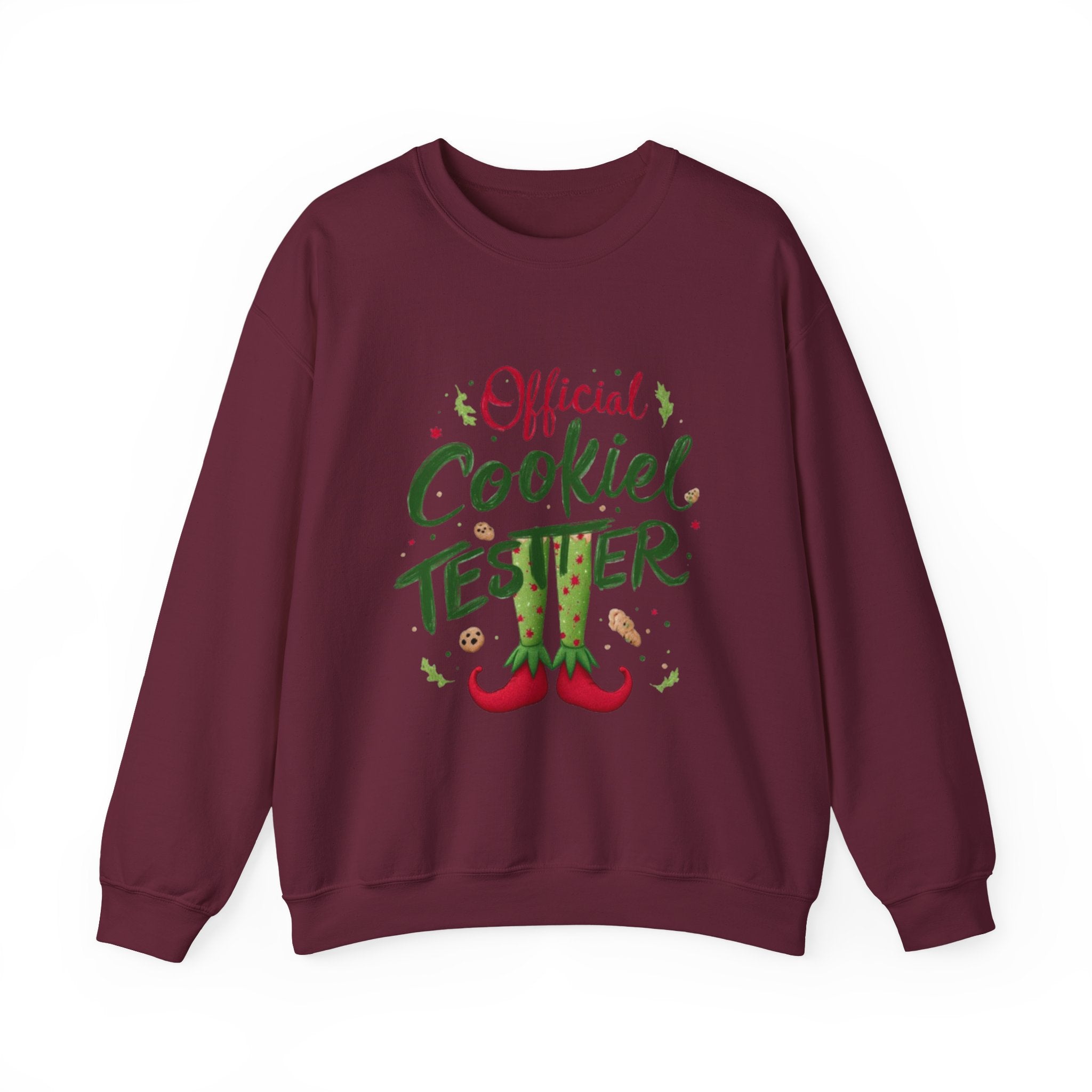 Crewneck Sweatshirt - "Official Cookie Tester" Elf Legs Christmas Holiday Sweater
