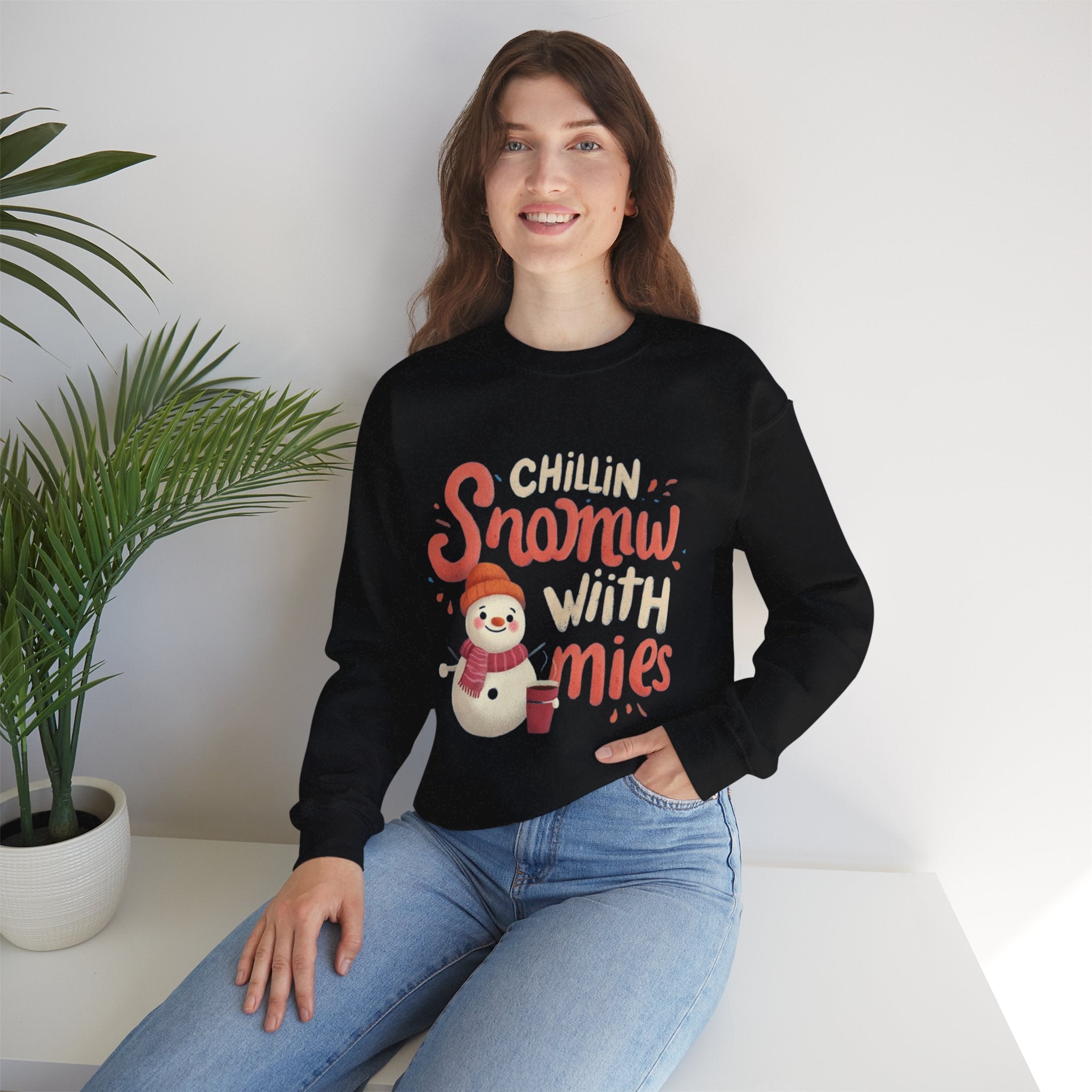 Sweatshirt — "Chillin' Snowman With Smiles" Cozy Holiday Crewneck