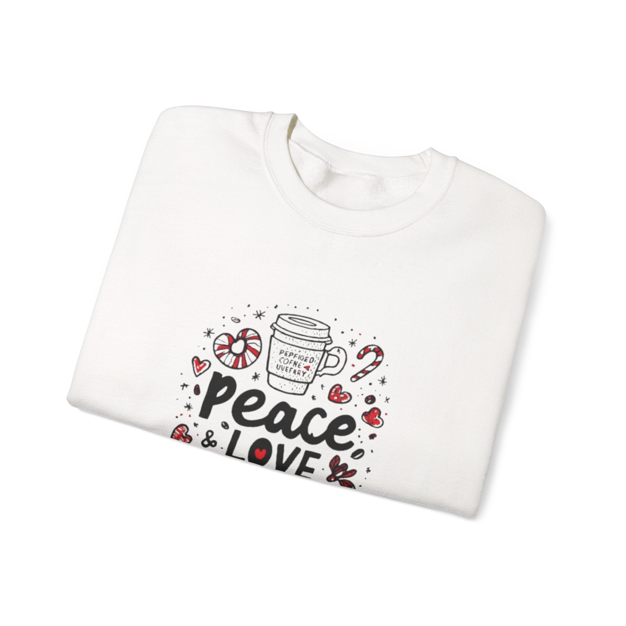Peppermint Mocha Crewneck Sweatshirt — "Peace & Love Mocha" Holiday Coffee Sweater