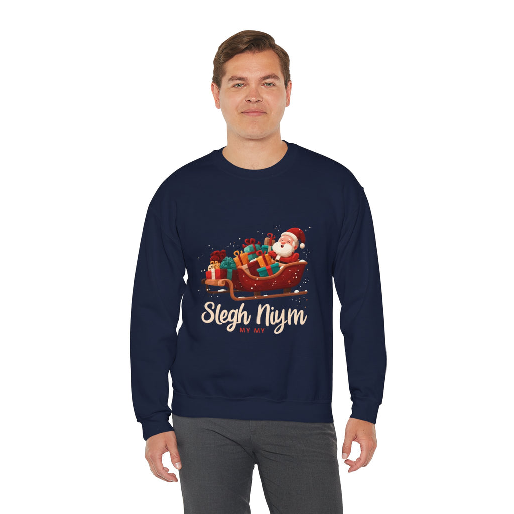 Christmas Santa Sleigh Crewneck Sweatshirt — "Sleigh Niym" Holiday Graphic