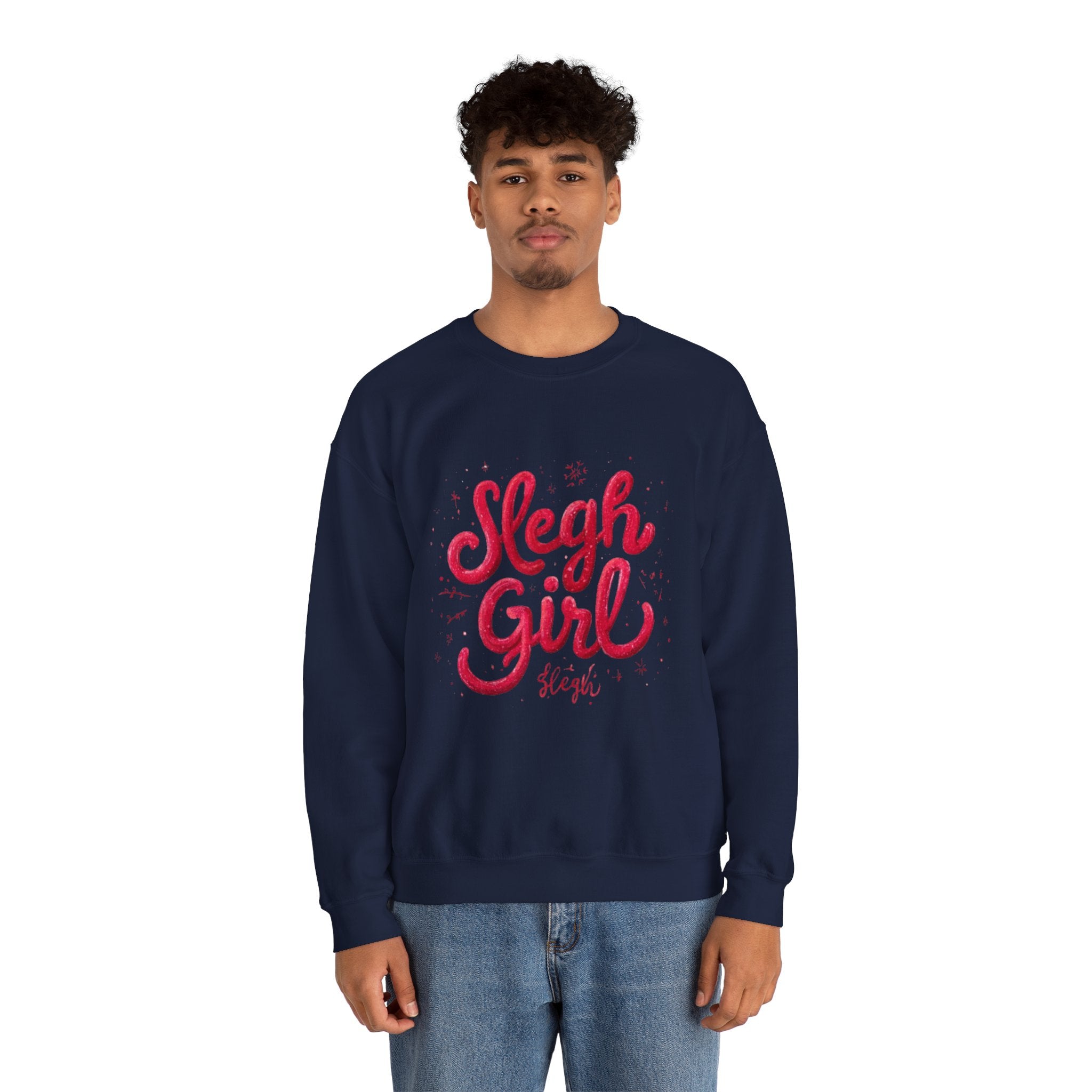 Crewneck Sweatshirt - 'Sleigh Girl' Christmas Graphic Holiday Pullover