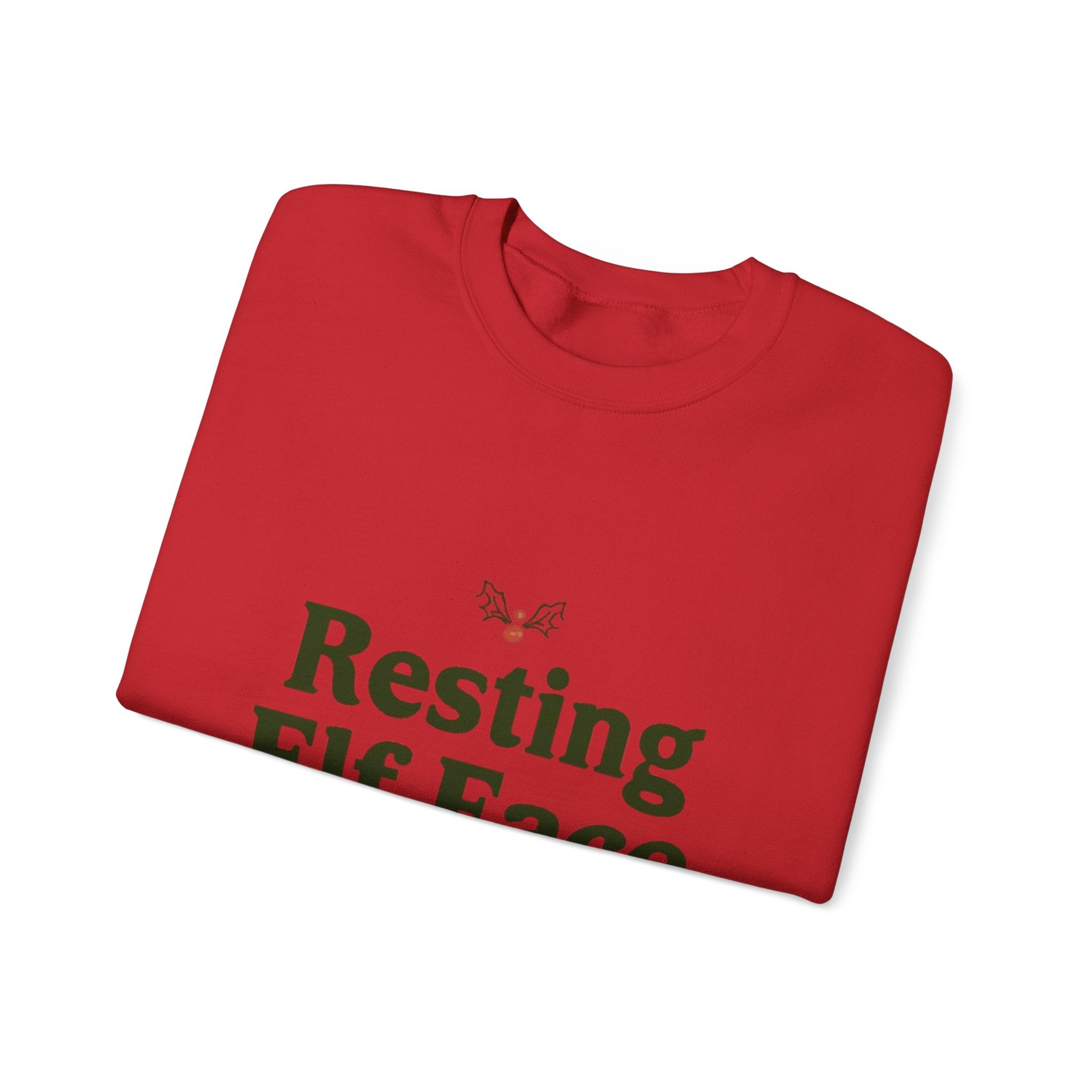 Sweatshirt — "Resting Elf Face" Holiday Crewneck, Funny Christmas Sweatshirt