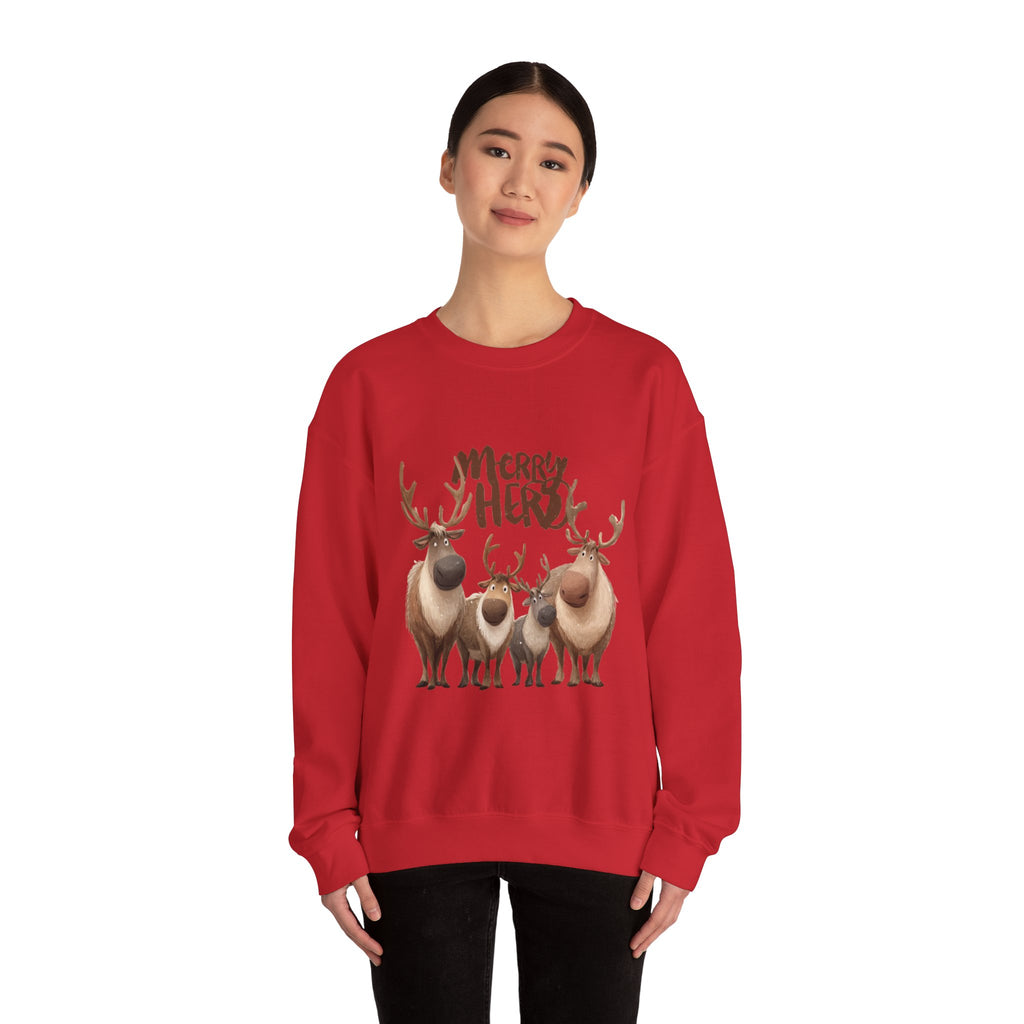 Merry Herd Reindeer Crewneck Sweatshirt