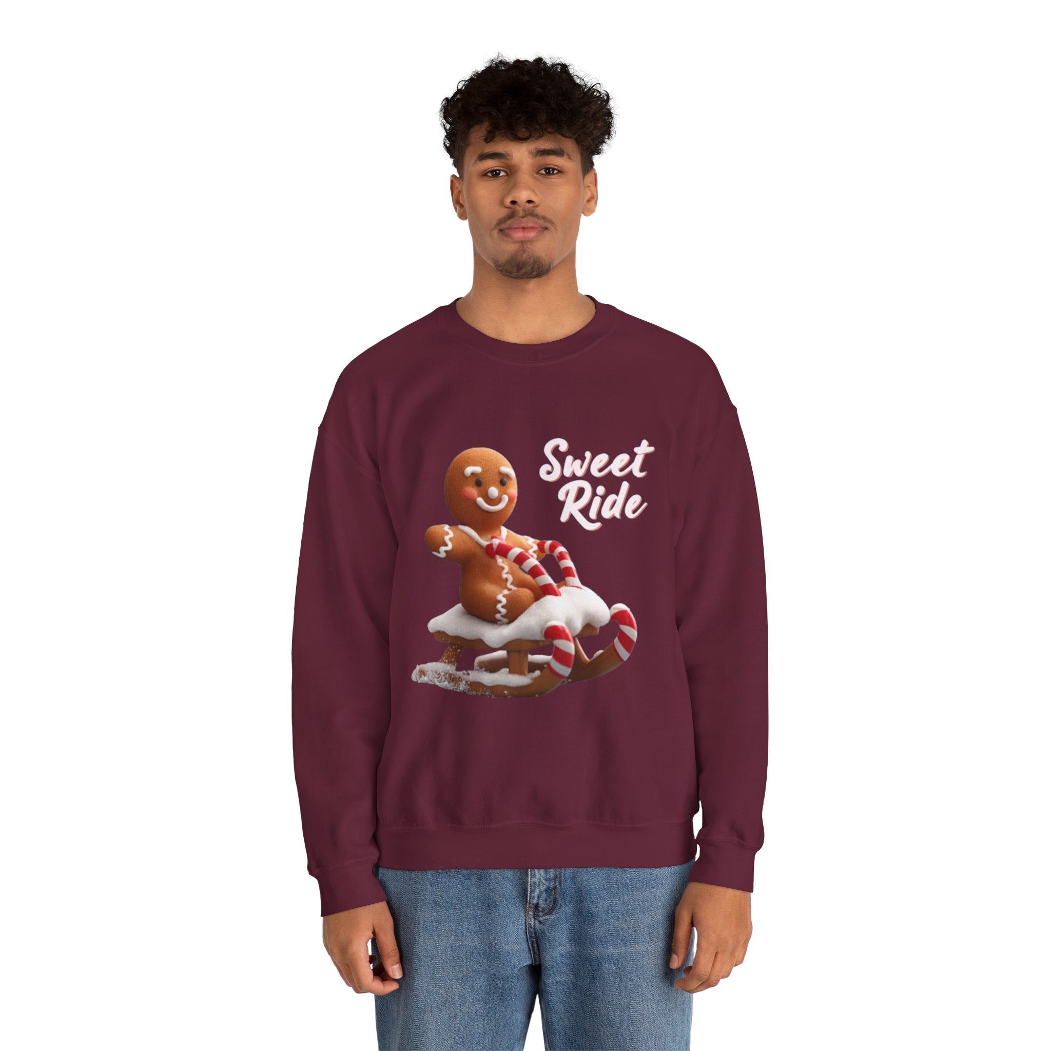 Gingerbread Sled Sweatshirt — "Sweet Ride" Holiday Crewneck