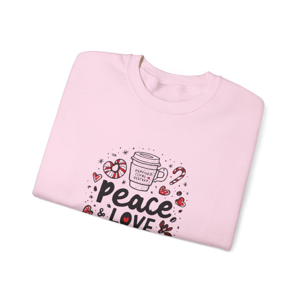 Peppermint Mocha Crewneck Sweatshirt — "Peace & Love Mocha" Holiday Coffee Sweater