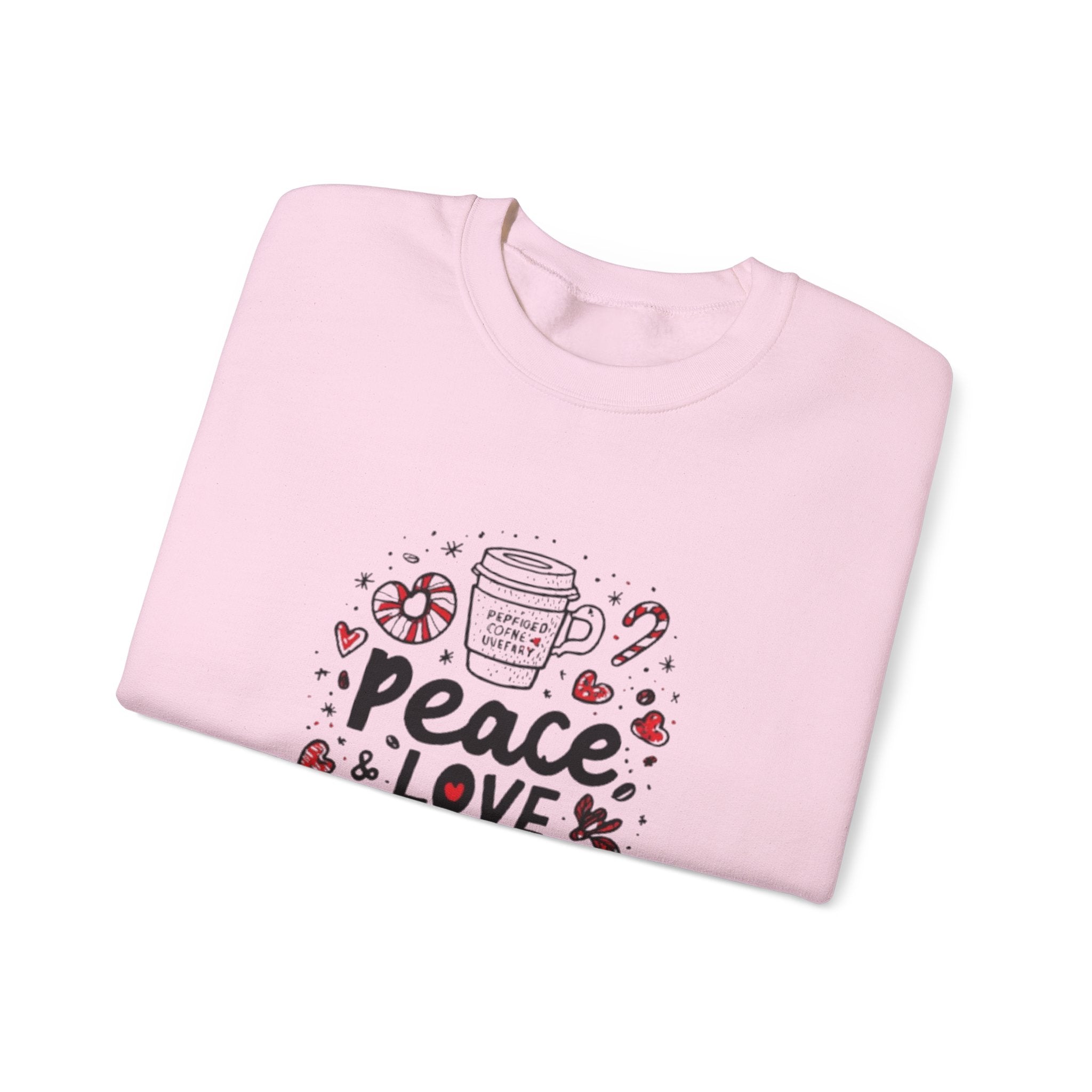 Peppermint Mocha Crewneck Sweatshirt — "Peace & Love Mocha" Holiday Coffee Sweater