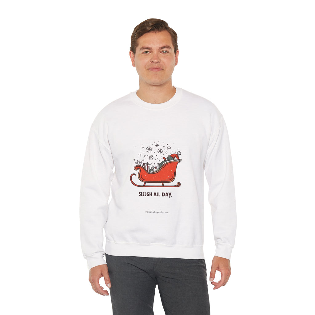 Sweatshirt - 'Sleigh All Day' Red Santa Sleigh Christmas Crewneck