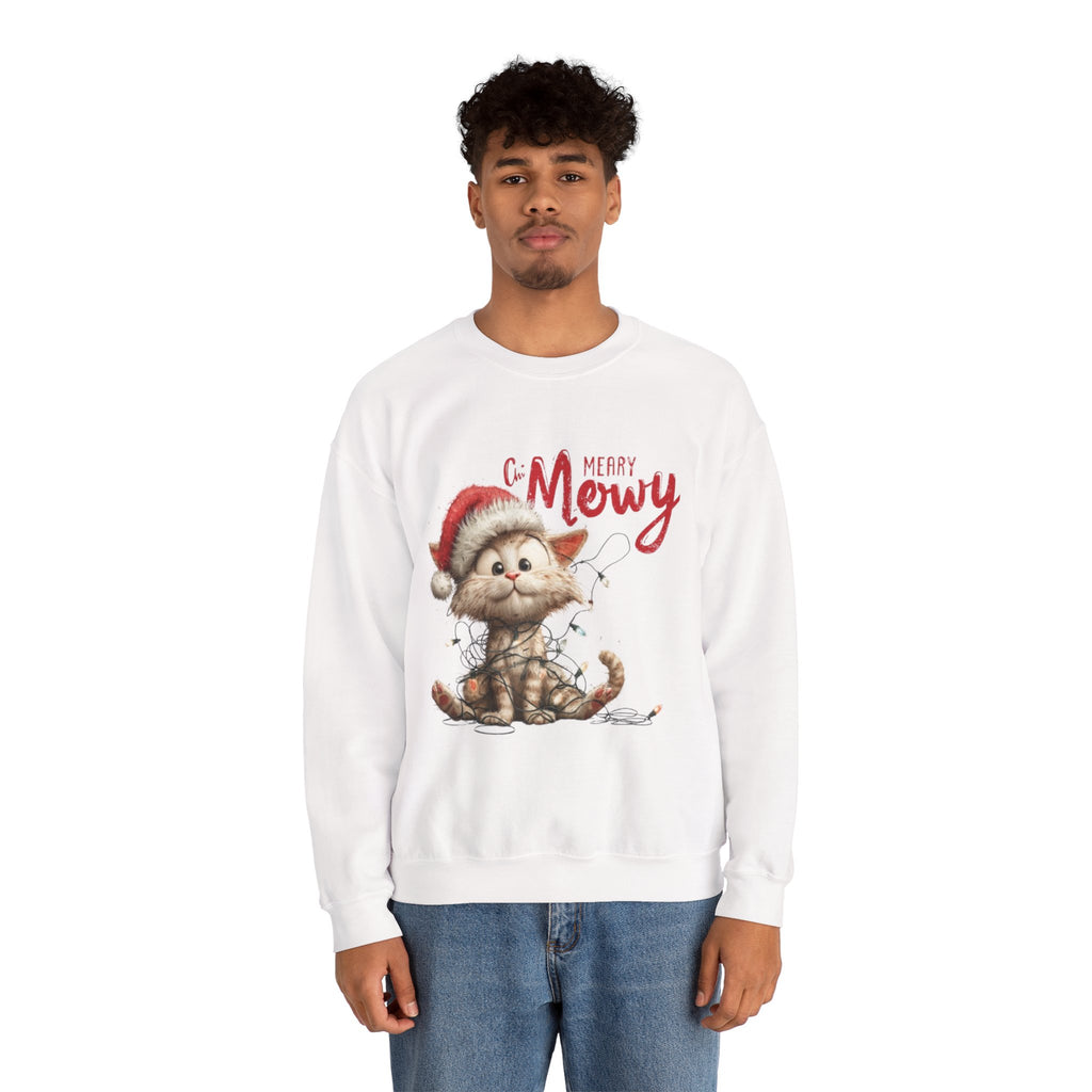 Merry Mewry Cat Sweatshirt — Cute Christmas Kitty Crewneck