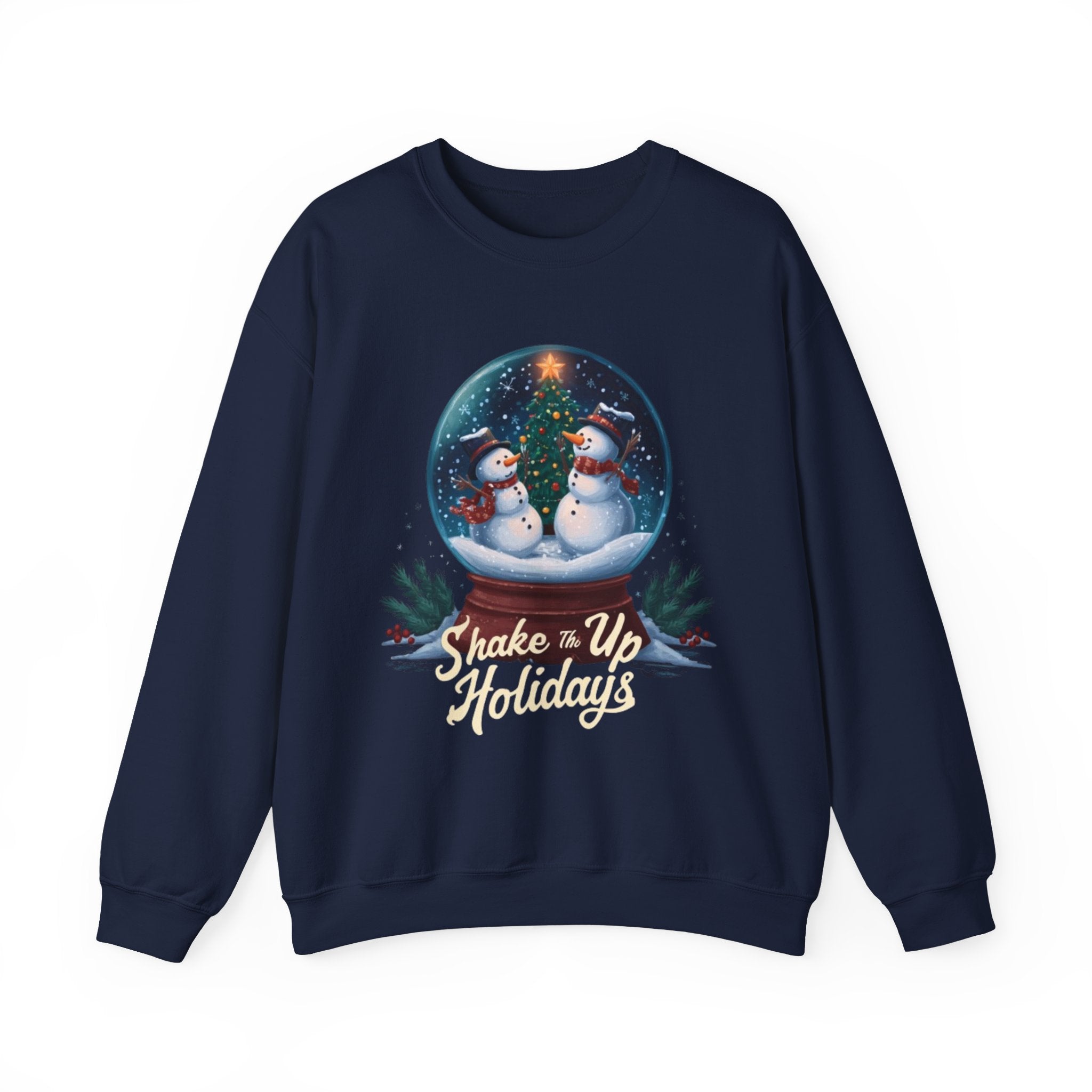 Snow Globe Snowmen Crewneck Sweatshirt — "Shake Me Up Mommy" Holiday Sweatshirt
