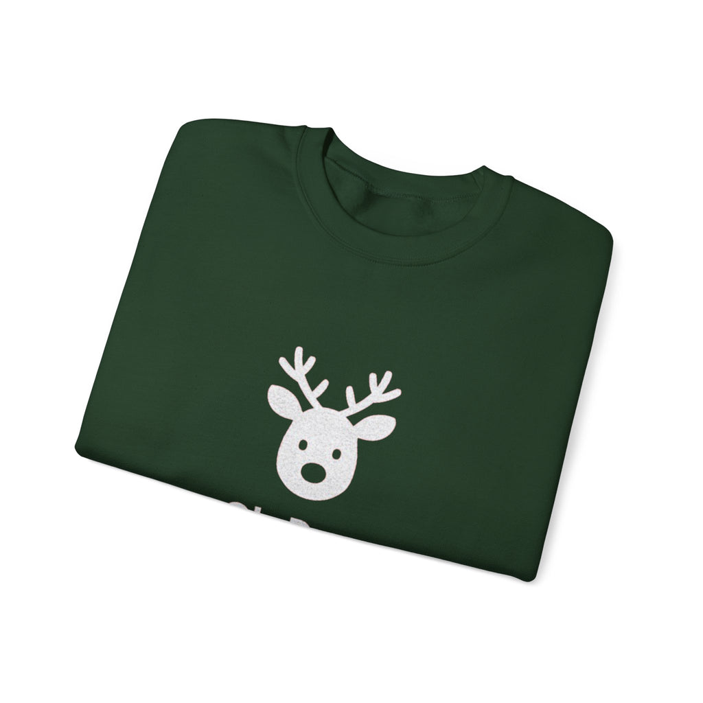 Crewneck Sweatshirt — Subtle ‘Oh Deer.’ Reindeer Graphic Holiday Pullover