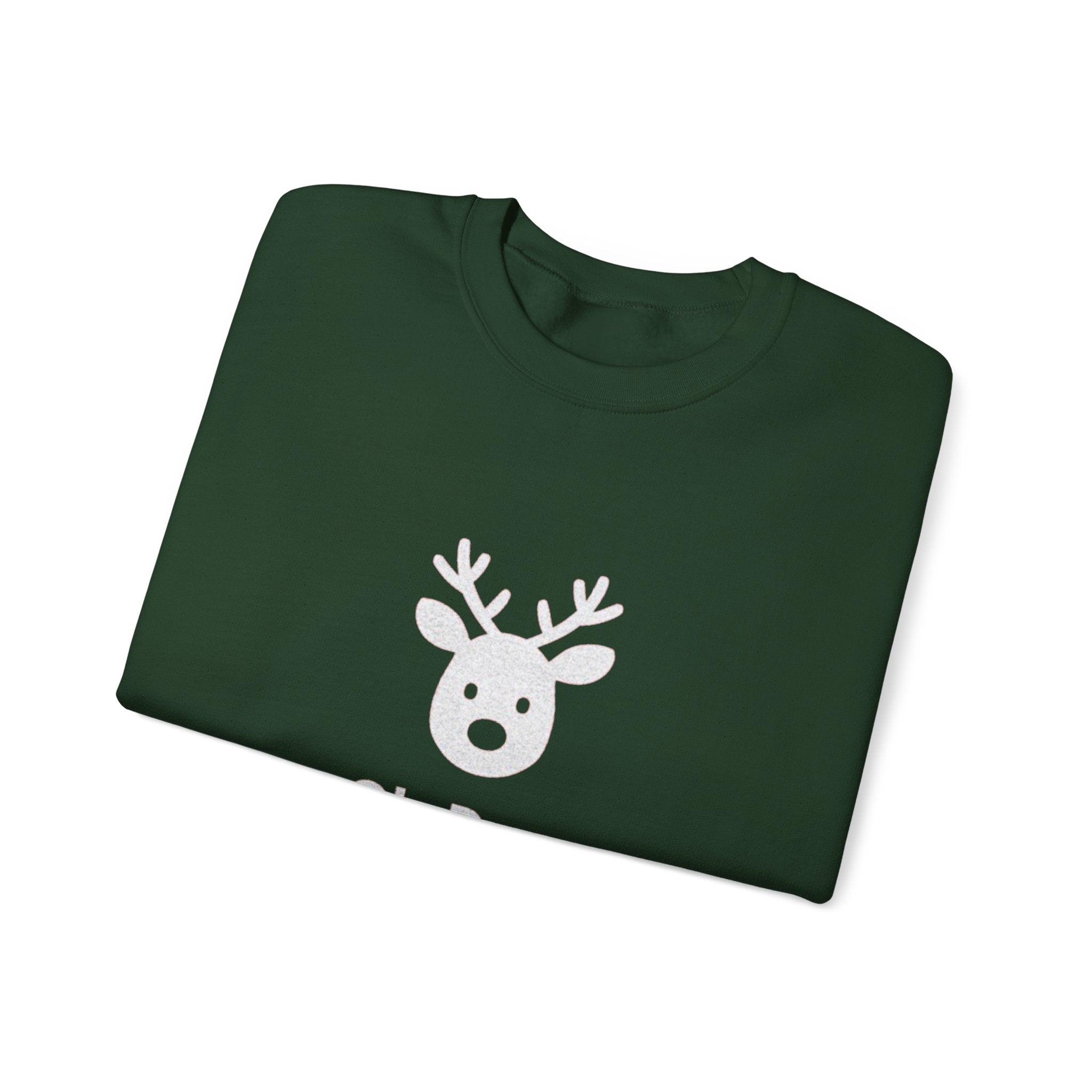 Crewneck Sweatshirt — Subtle ‘Oh Deer.’ Reindeer Graphic Holiday Pullover