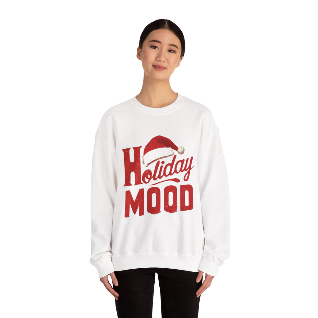 Holiday Mood Sweatshirt – Festive Santa Hat Christmas Crewneck