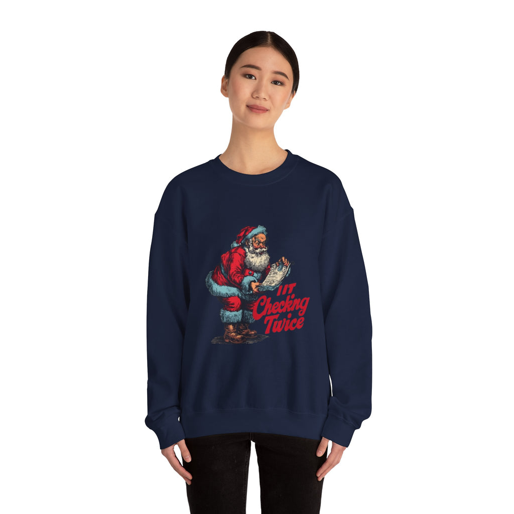 Christmas Sweatshirt - Vintage Santa "I’m Checking Twice" Holiday Crewneck