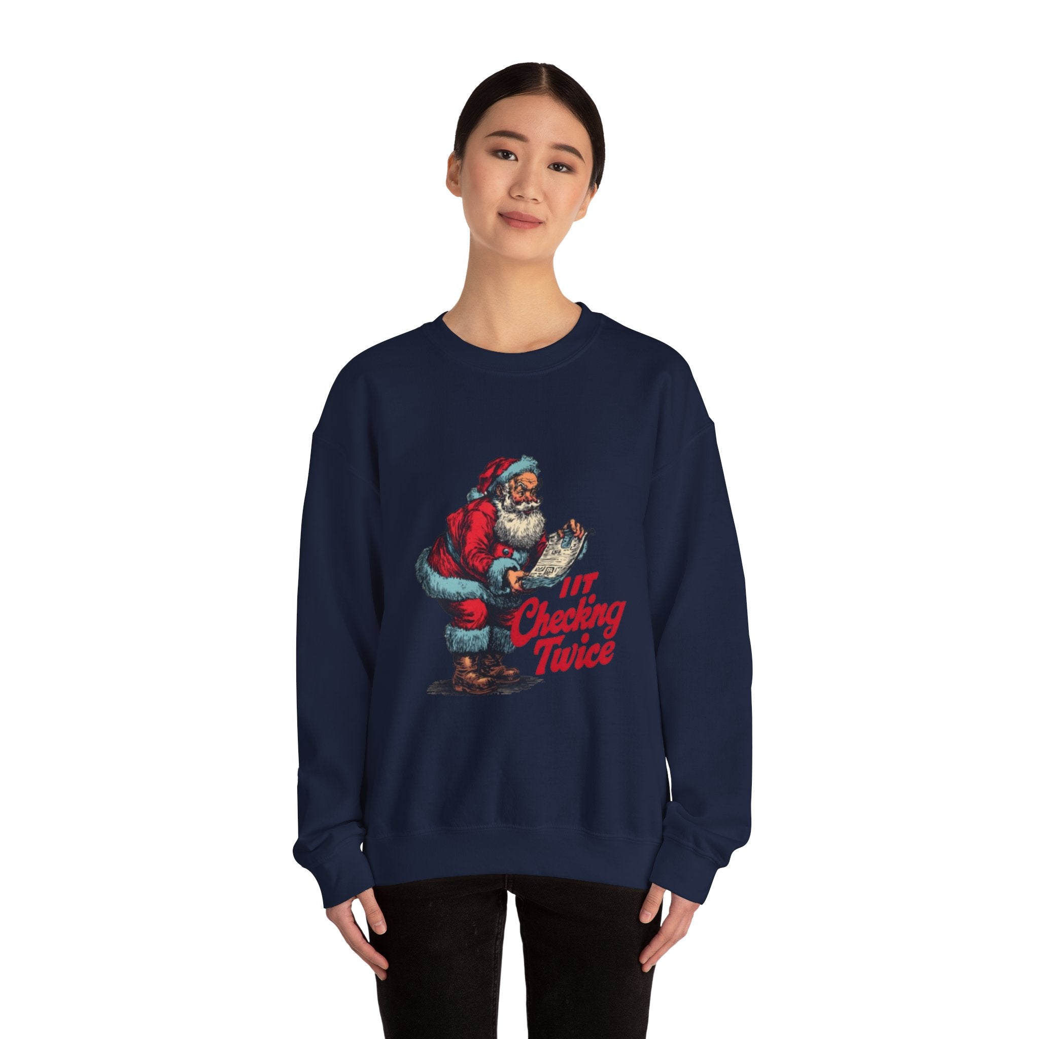 Christmas Sweatshirt - Vintage Santa "I’m Checking Twice" Holiday Crewneck