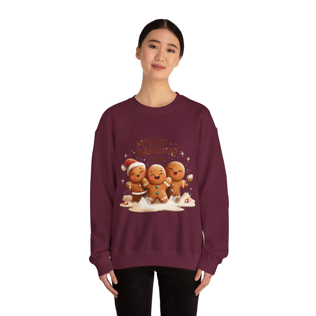 Holiday Sweatshirt - "Merry Baking Team" Gingerbread Crewneck