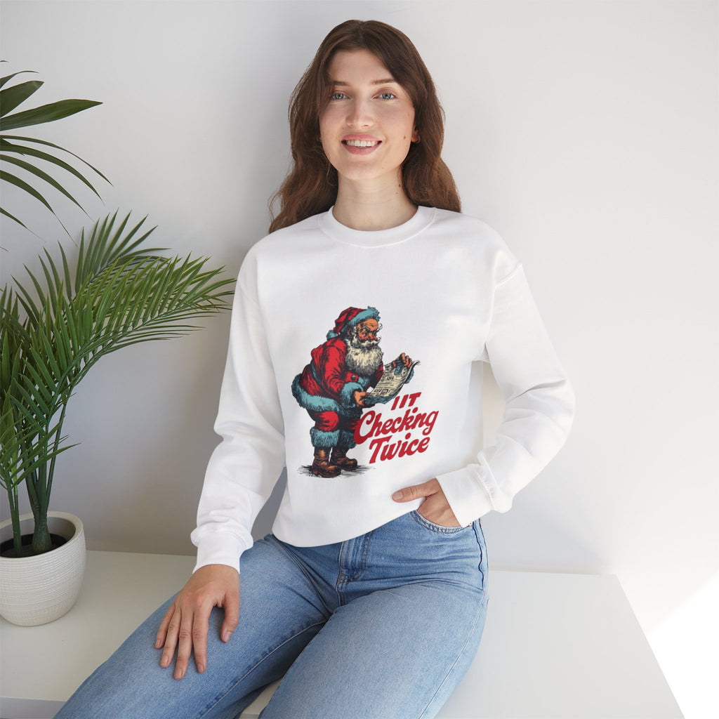 Christmas Sweatshirt - Vintage Santa "I’m Checking Twice" Holiday Crewneck