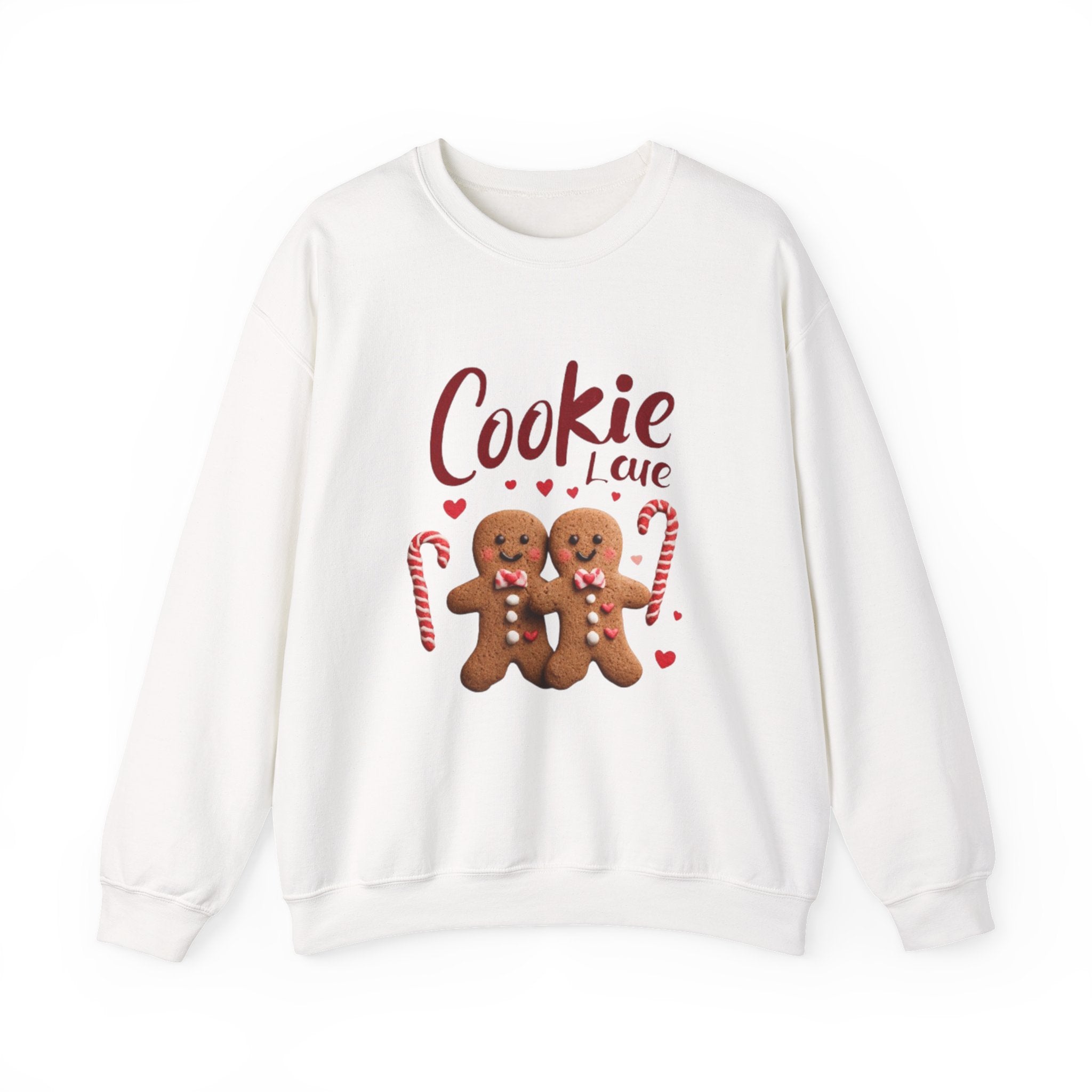Crewneck Sweatshirt — "Cookie Love" Gingerbread Couple Holiday Sweater
