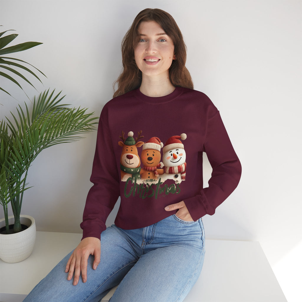 Christmas Crewneck Sweatshirt — Cute Reindeer, Bear & Snowman Holiday Pullover