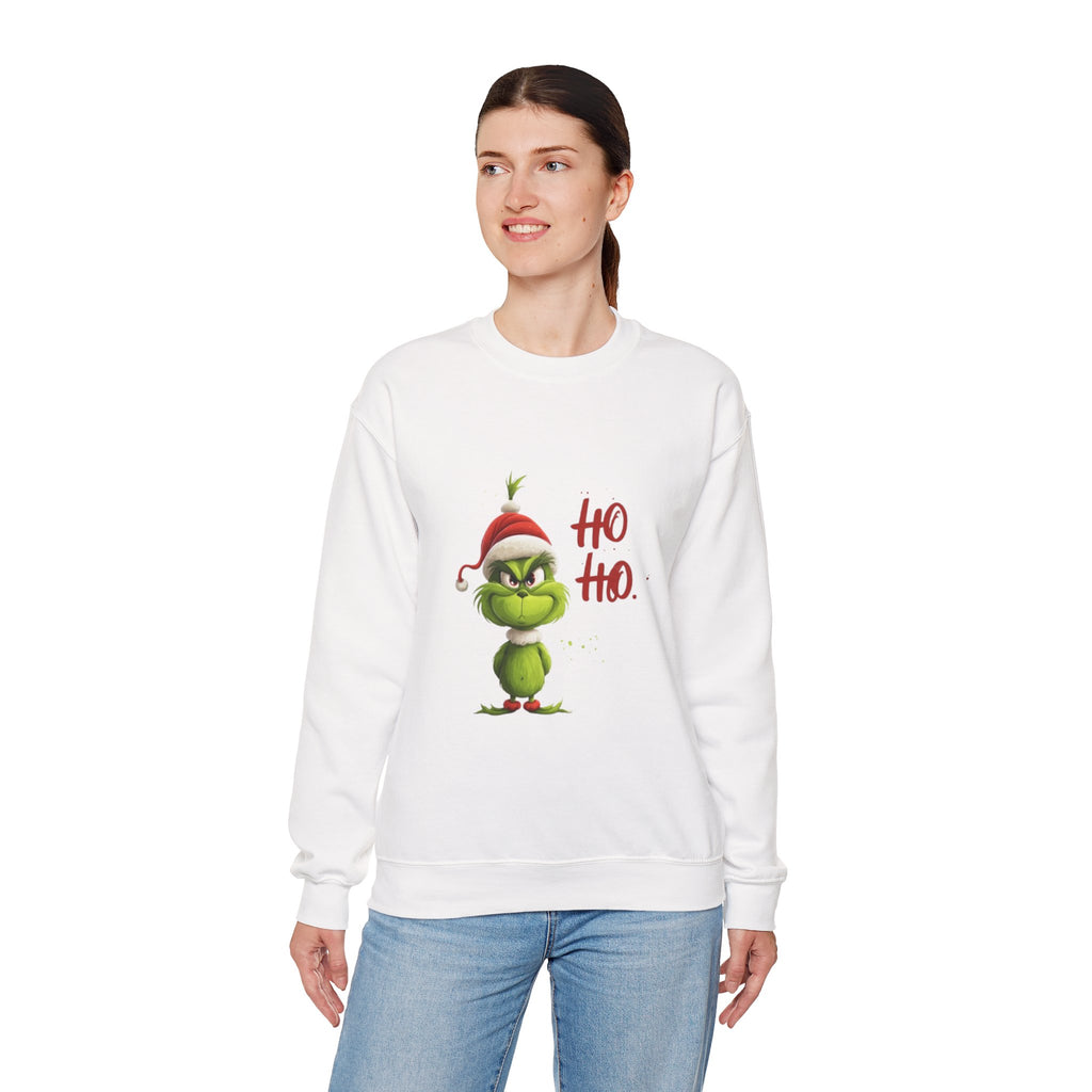 Grumpy Grinch Christmas Sweatshirt – "Ho Ho." Holiday Crewneck