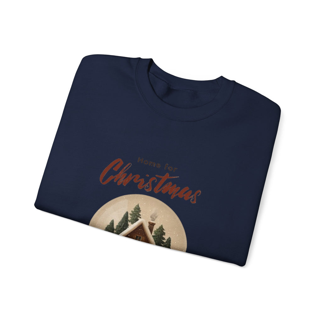 Christmas Snow Globe Crewneck Sweatshirt — "Home for Christmas" Cabin Design