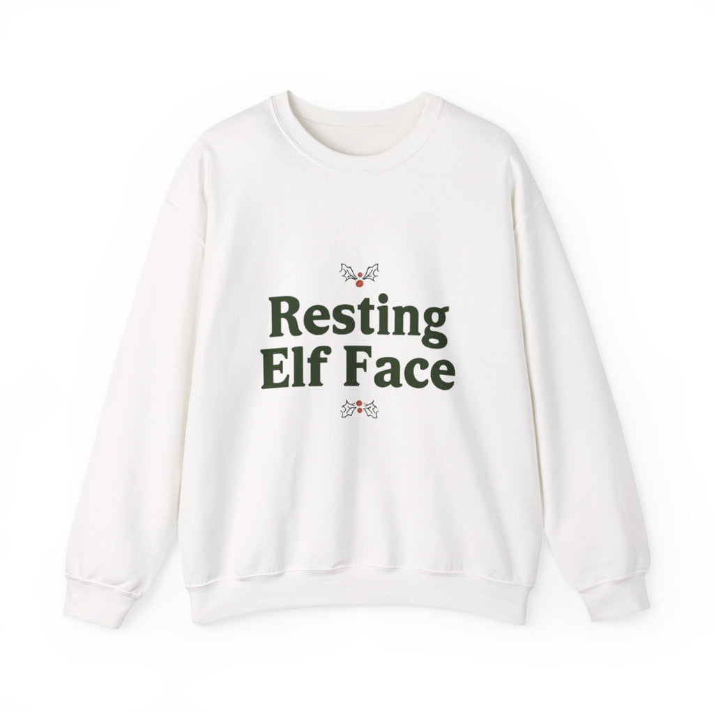 Sweatshirt — "Resting Elf Face" Holiday Crewneck, Funny Christmas Sweatshirt