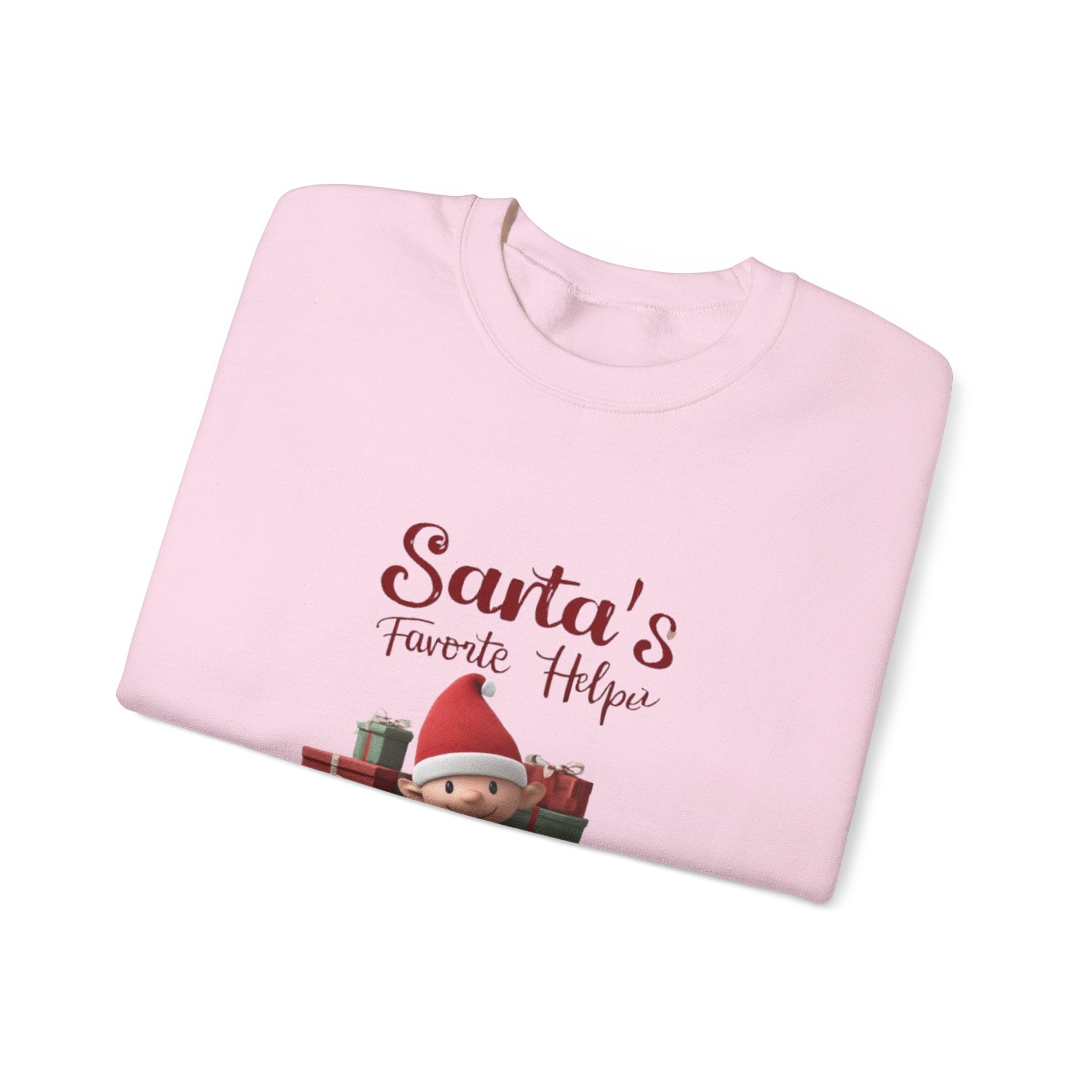Crewneck Sweatshirt — "Santa's Favorite Helper" Elf Graphic Christmas Pullover