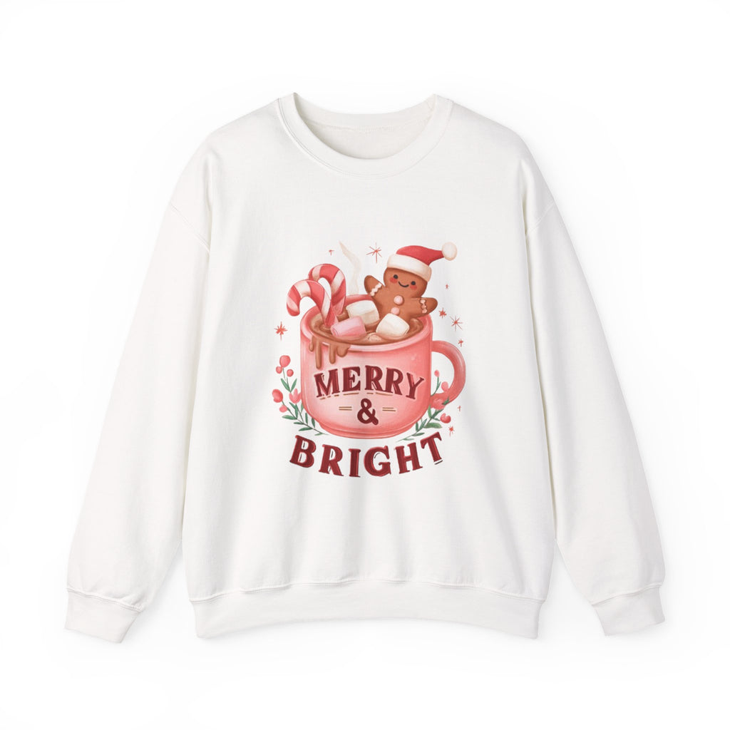 Merry & Bright Sweatshirt — Cute Holiday Cocoa Bear Crewneck