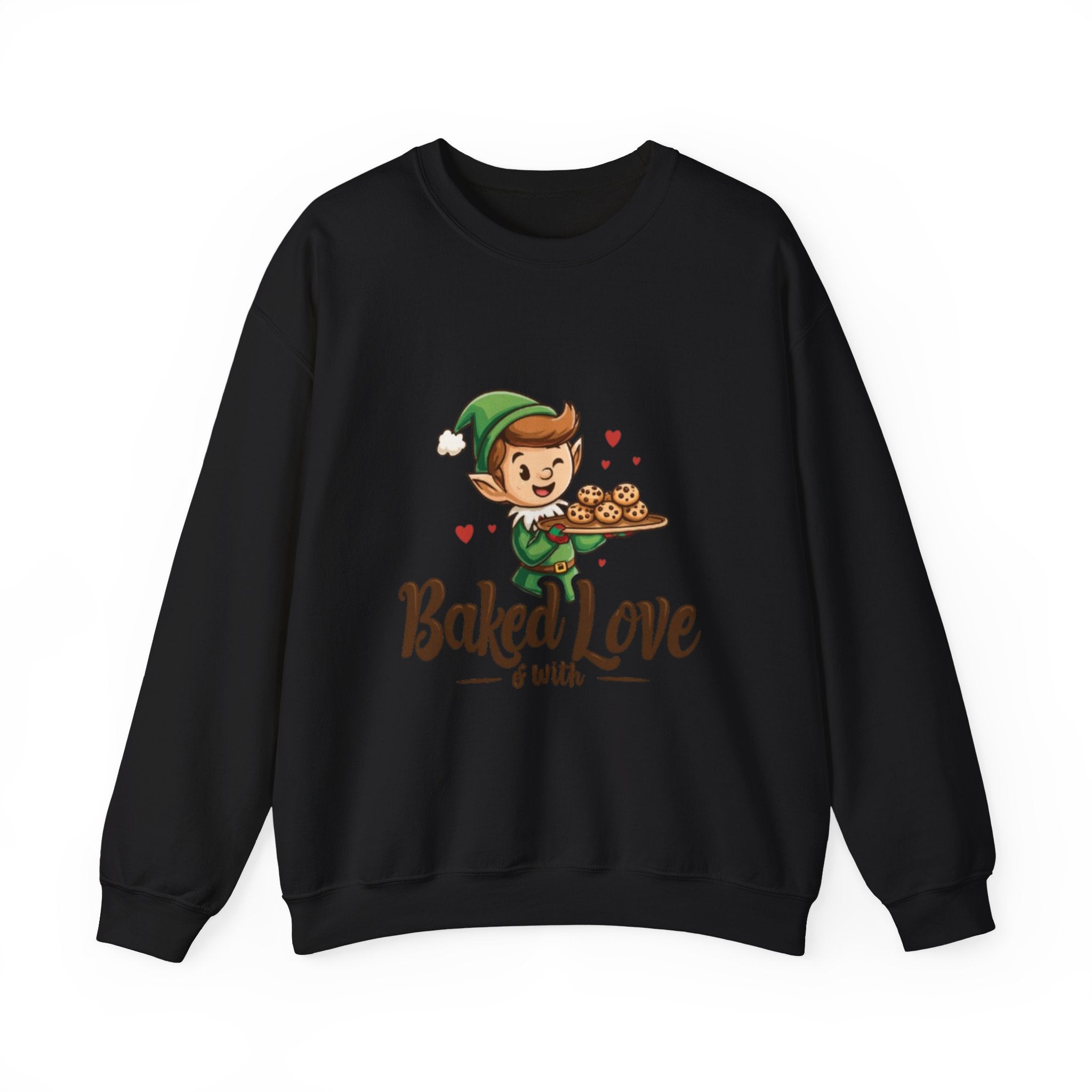 Crewneck Sweatshirt — "Baked with Love" Elf Cookie Baker Holiday Tee