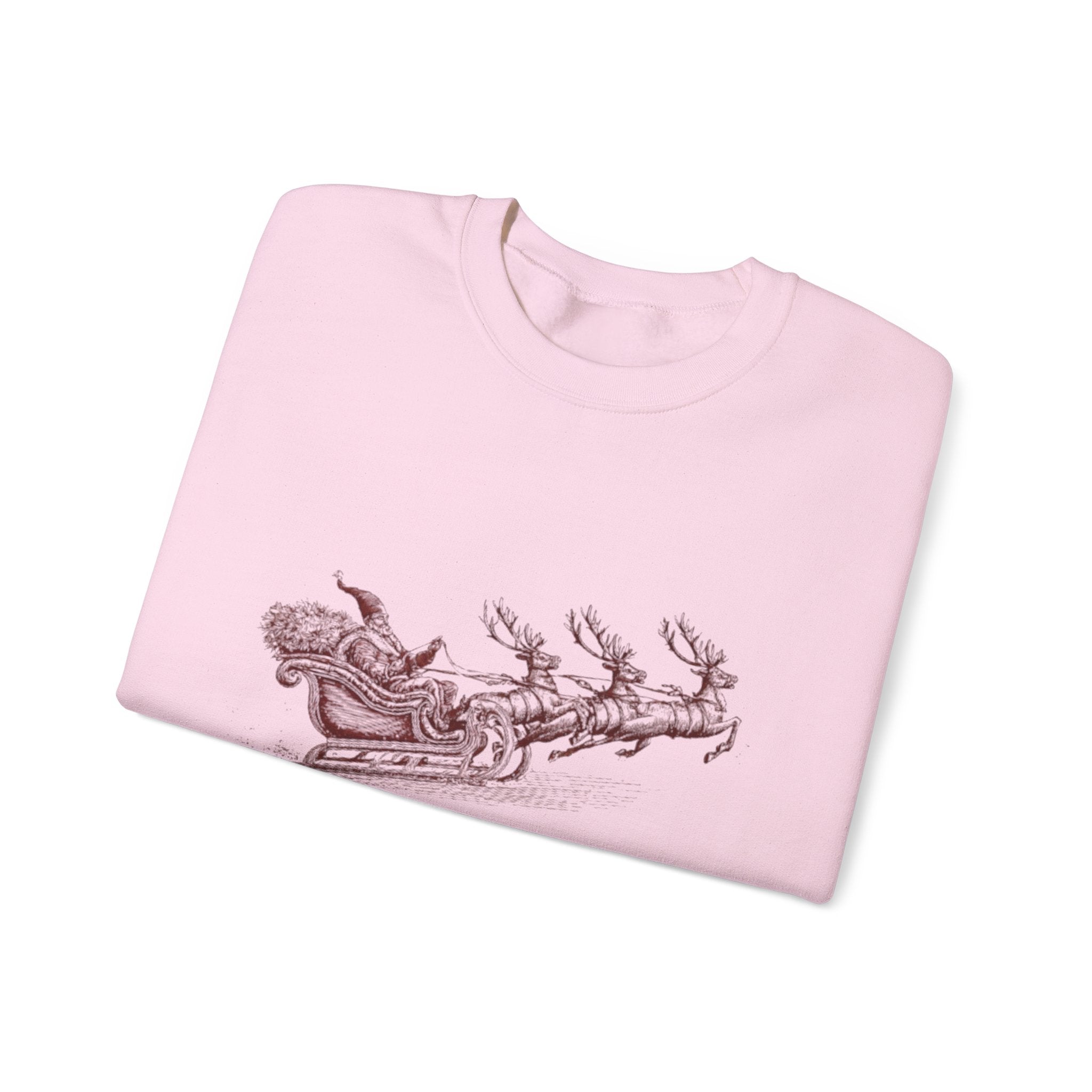 North Pole Crewneck Sweatshirt — Vintage Santa Sleigh Christmas Pullover