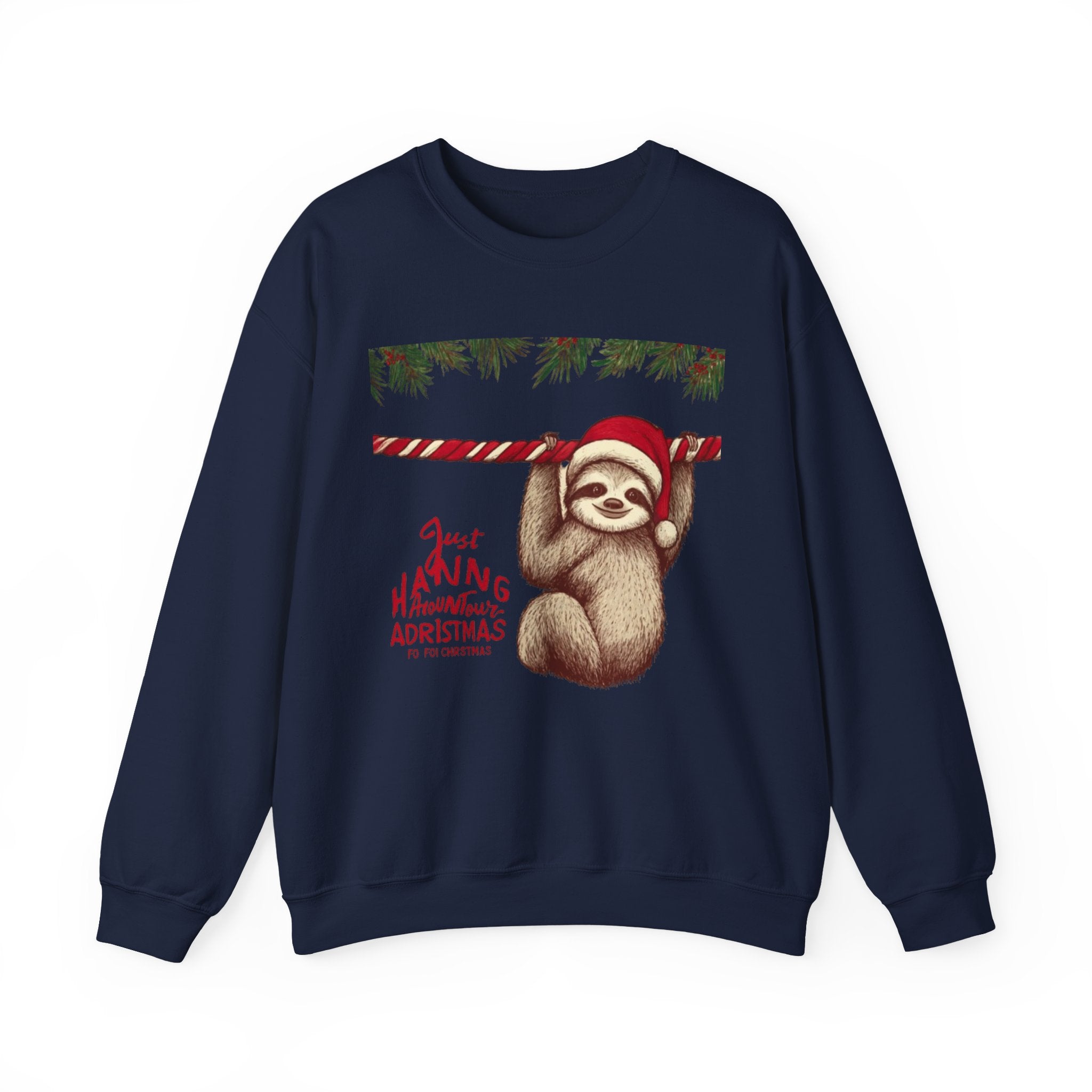 Christmas Sloth Crewneck Sweatshirt – "Just Hanging with My Advent-Christmas" Holiday Sweatshirt