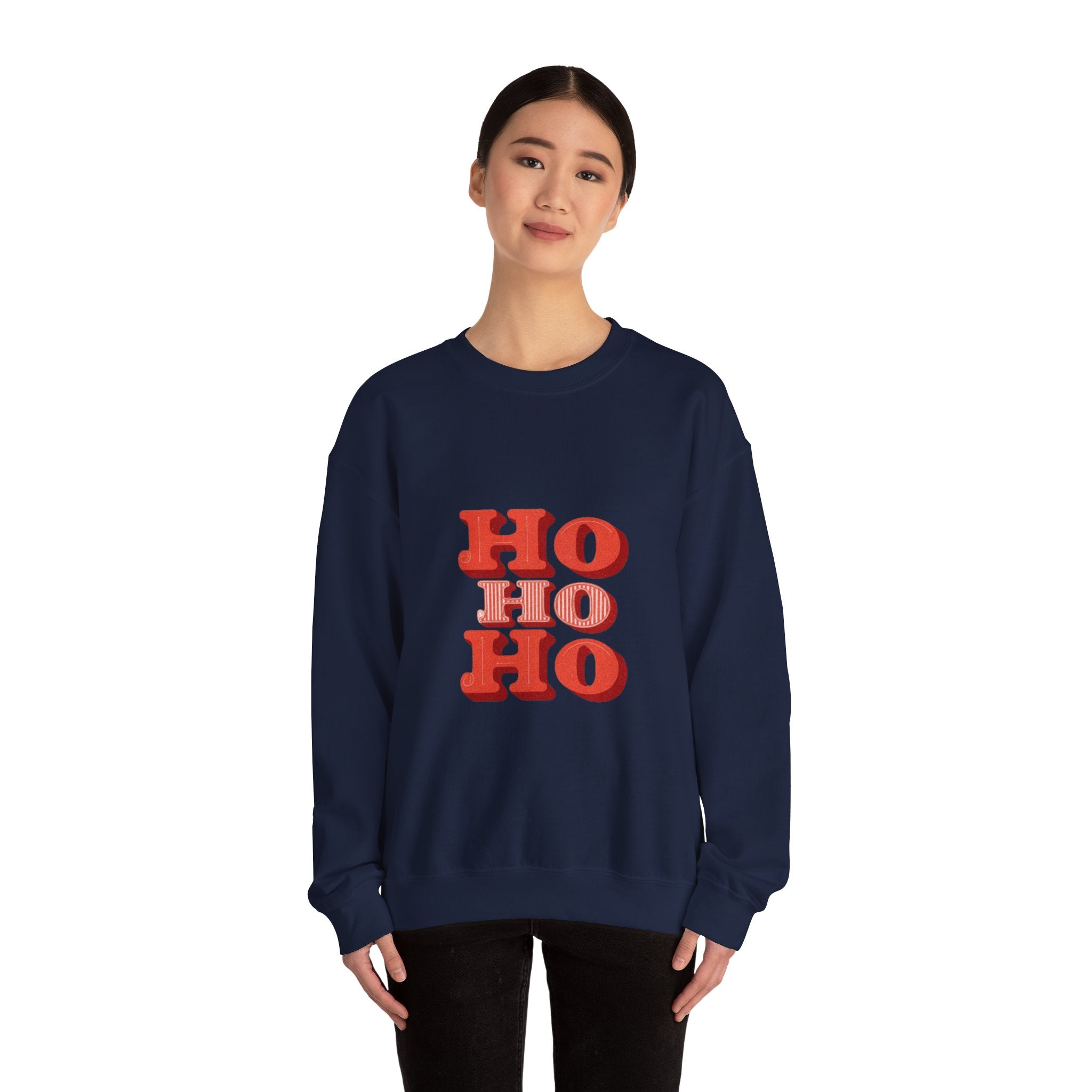 Holiday Crewneck Sweatshirt – Retro 'HO HO HO' Christmas Sweatshirt