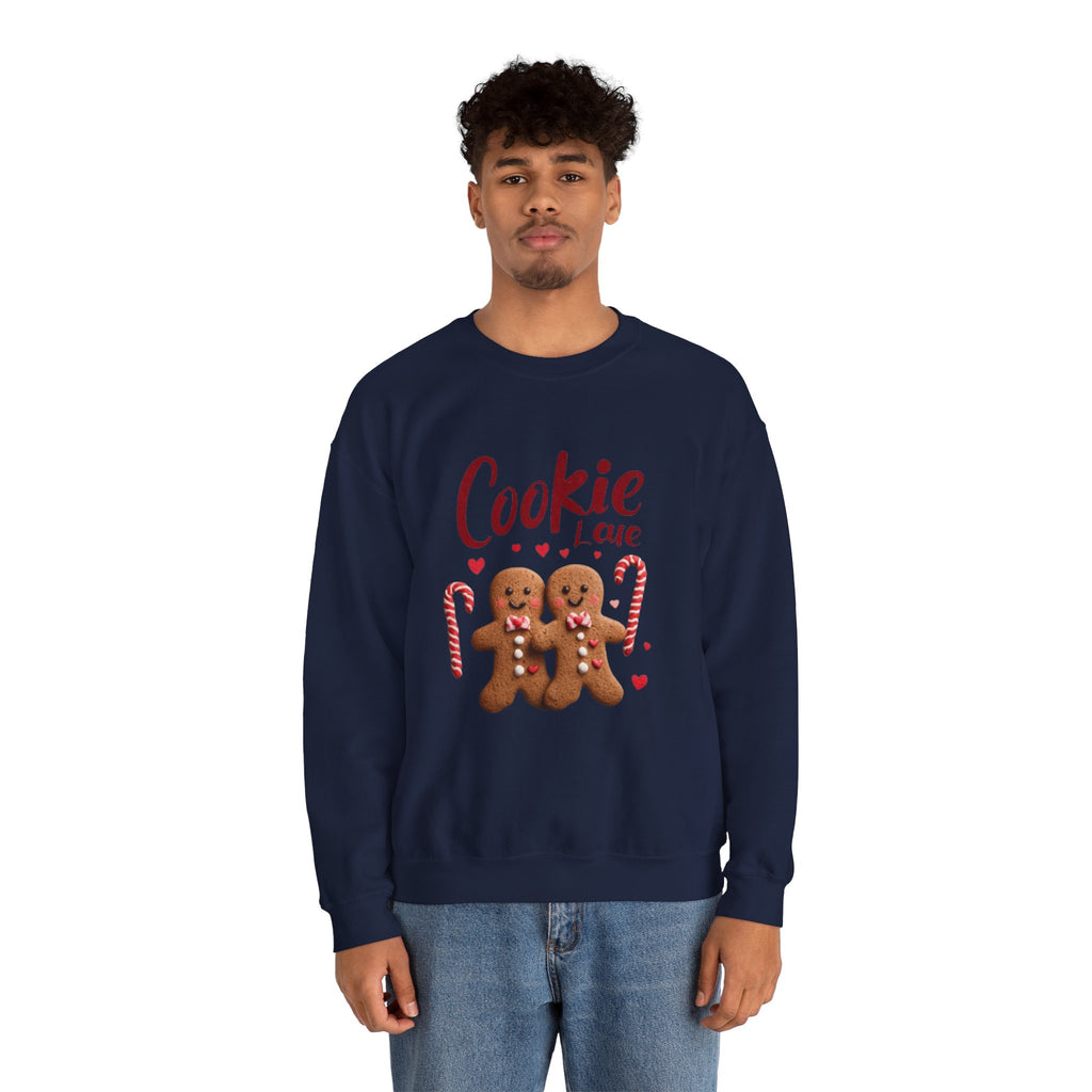 Crewneck Sweatshirt — "Cookie Love" Gingerbread Couple Holiday Sweater