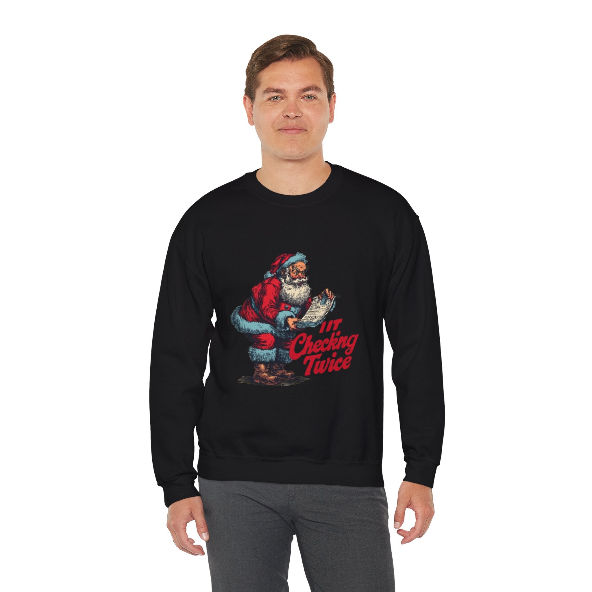 Christmas Sweatshirt - Vintage Santa "I’m Checking Twice" Holiday Crewneck