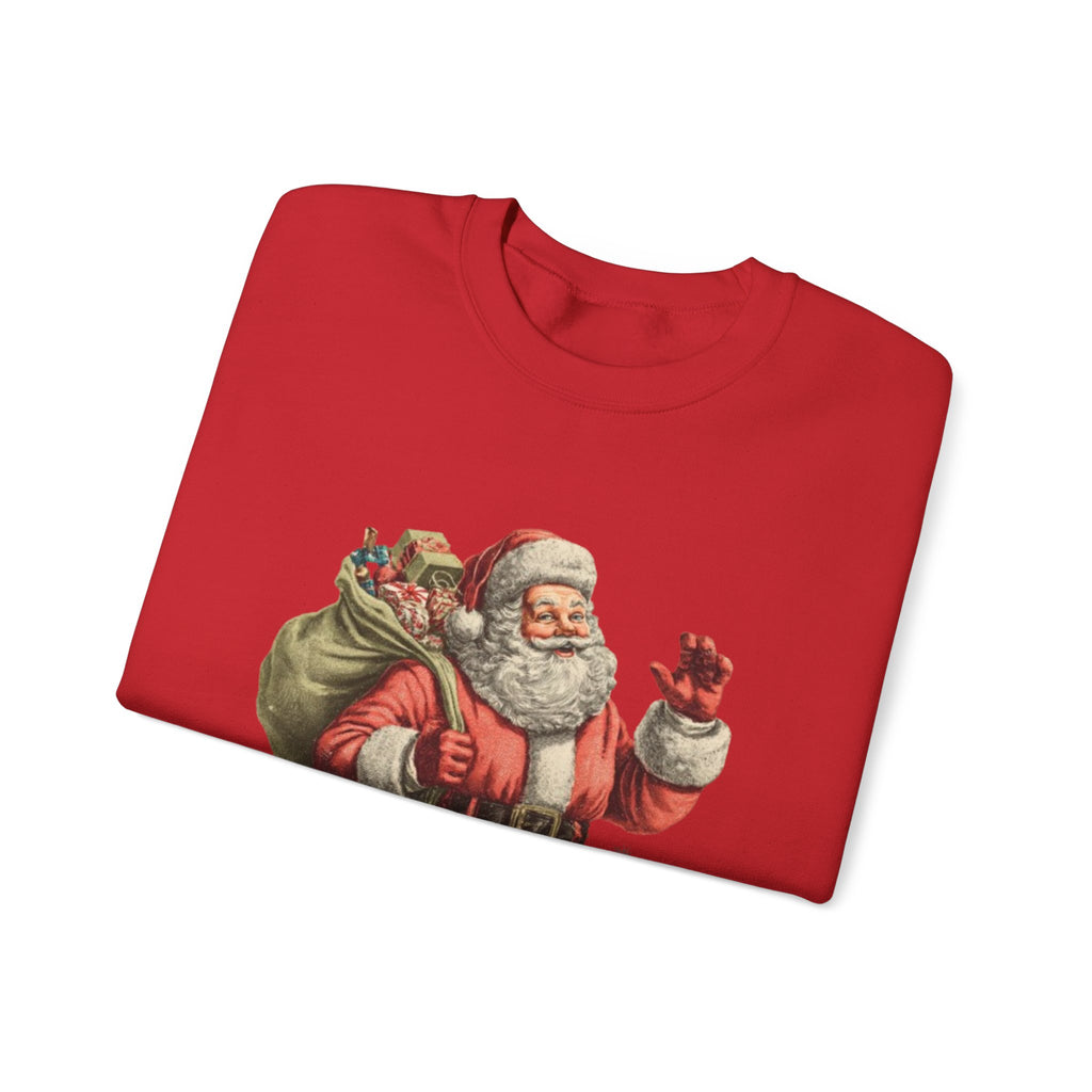 Santa Crewneck Sweatshirt — 'Here Comes Santa' Vintage Christmas Sweater