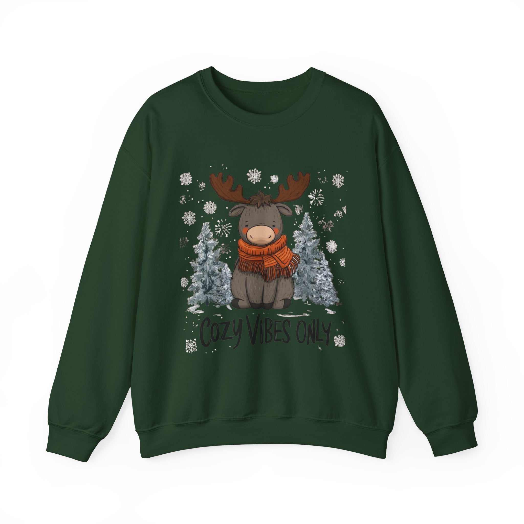 Cozy Vibes Only Sweatshirt — Cute Winter Moose Crewneck