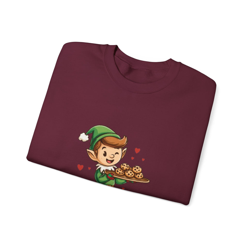 Crewneck Sweatshirt — "Baked with Love" Elf Cookie Baker Holiday Tee